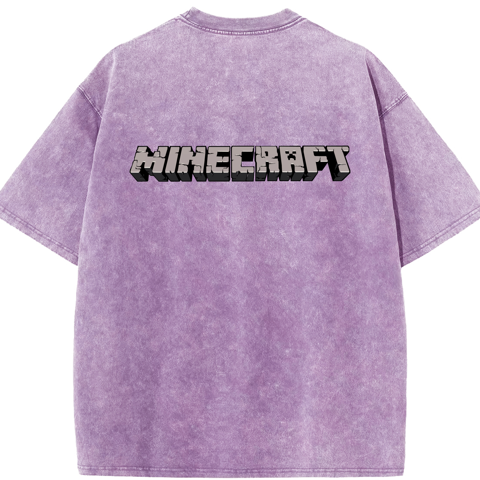 （画像用） マインクラフト ブロックの世界 Minecraft MC Block world 綿100% ヴィンテージ風 半袖Tシャツ（背面プリント）