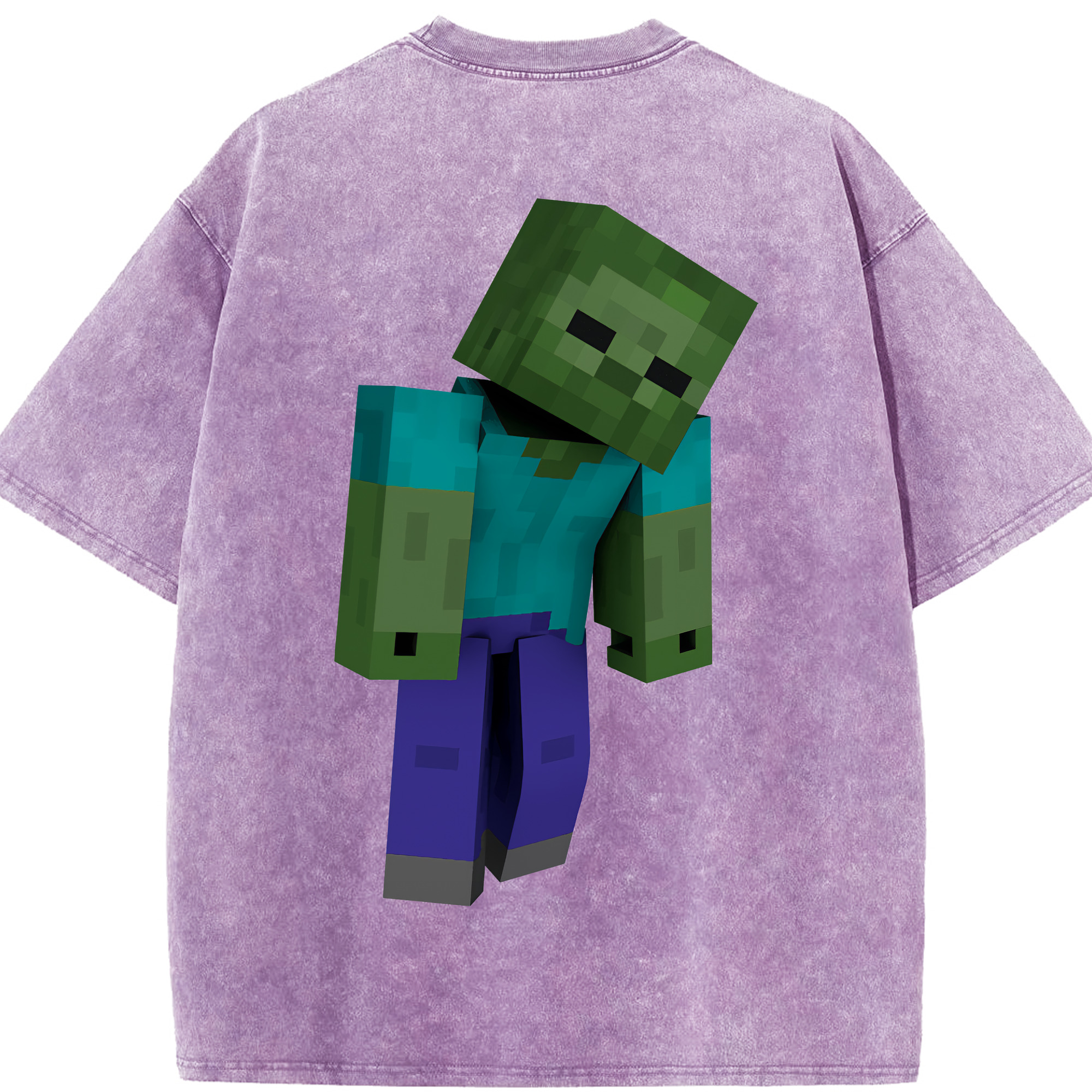 （画像用） マインクラフト ブロックの世界 Minecraft MC Block world 綿100% ヴィンテージ風 半袖Tシャツ（背面プリント）
