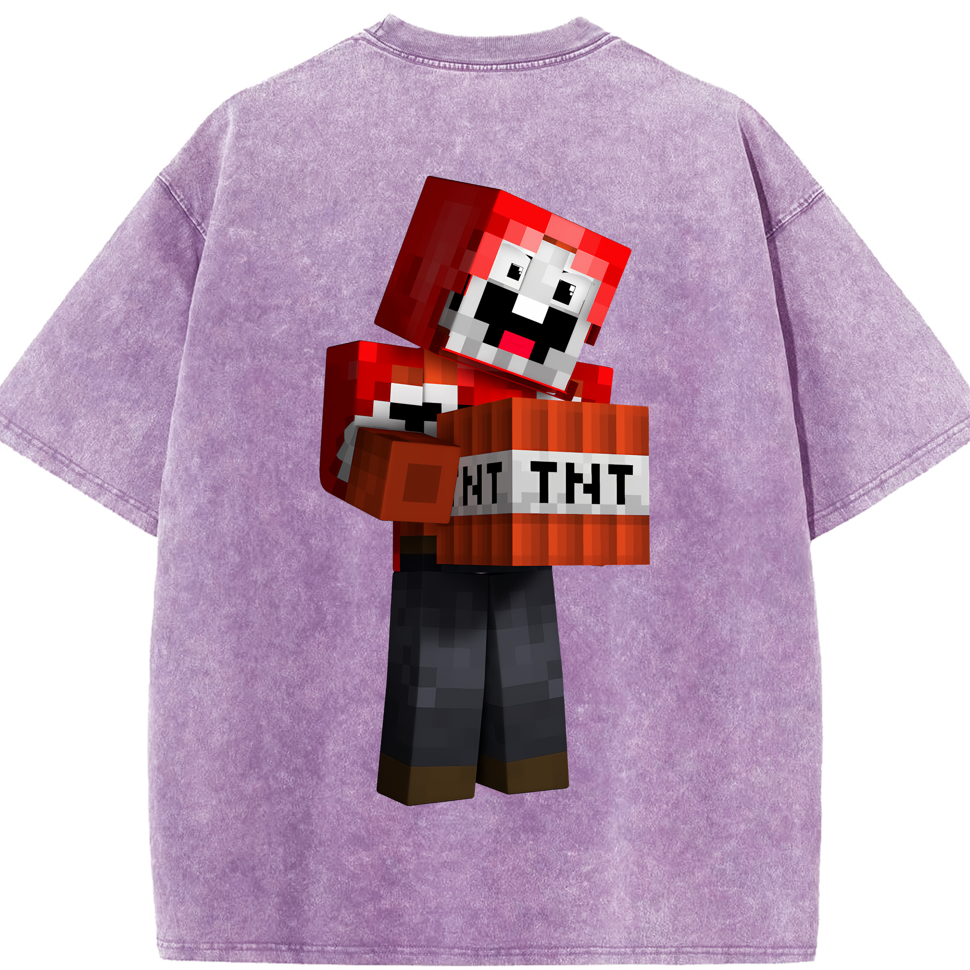 （画像用） マインクラフト ブロックの世界 Minecraft MC Block world 綿100% ヴィンテージ風 半袖Tシャツ（背面プリント）