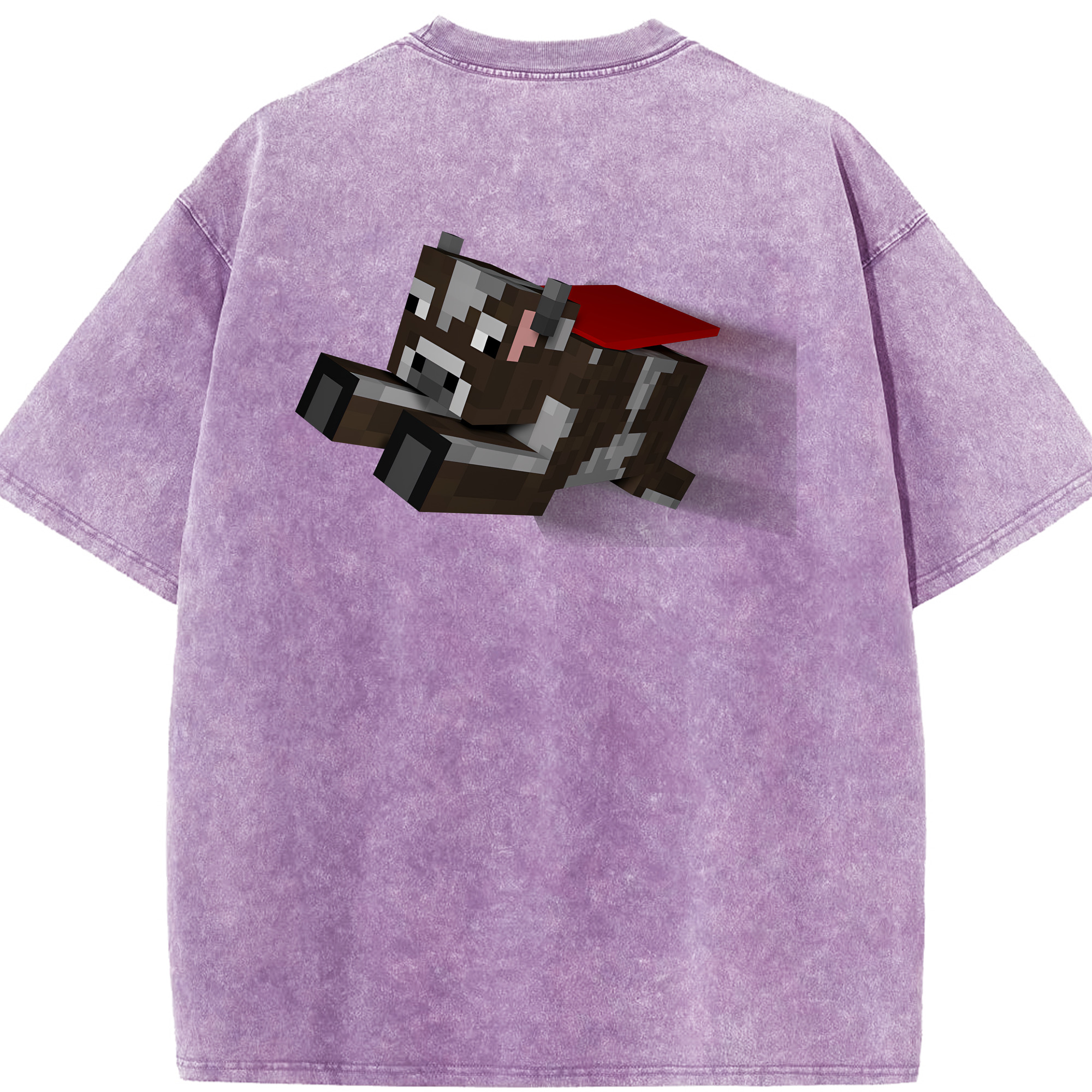 （画像用） マインクラフト ブロックの世界 Minecraft MC Block world 綿100% ヴィンテージ風 半袖Tシャツ（背面プリント）