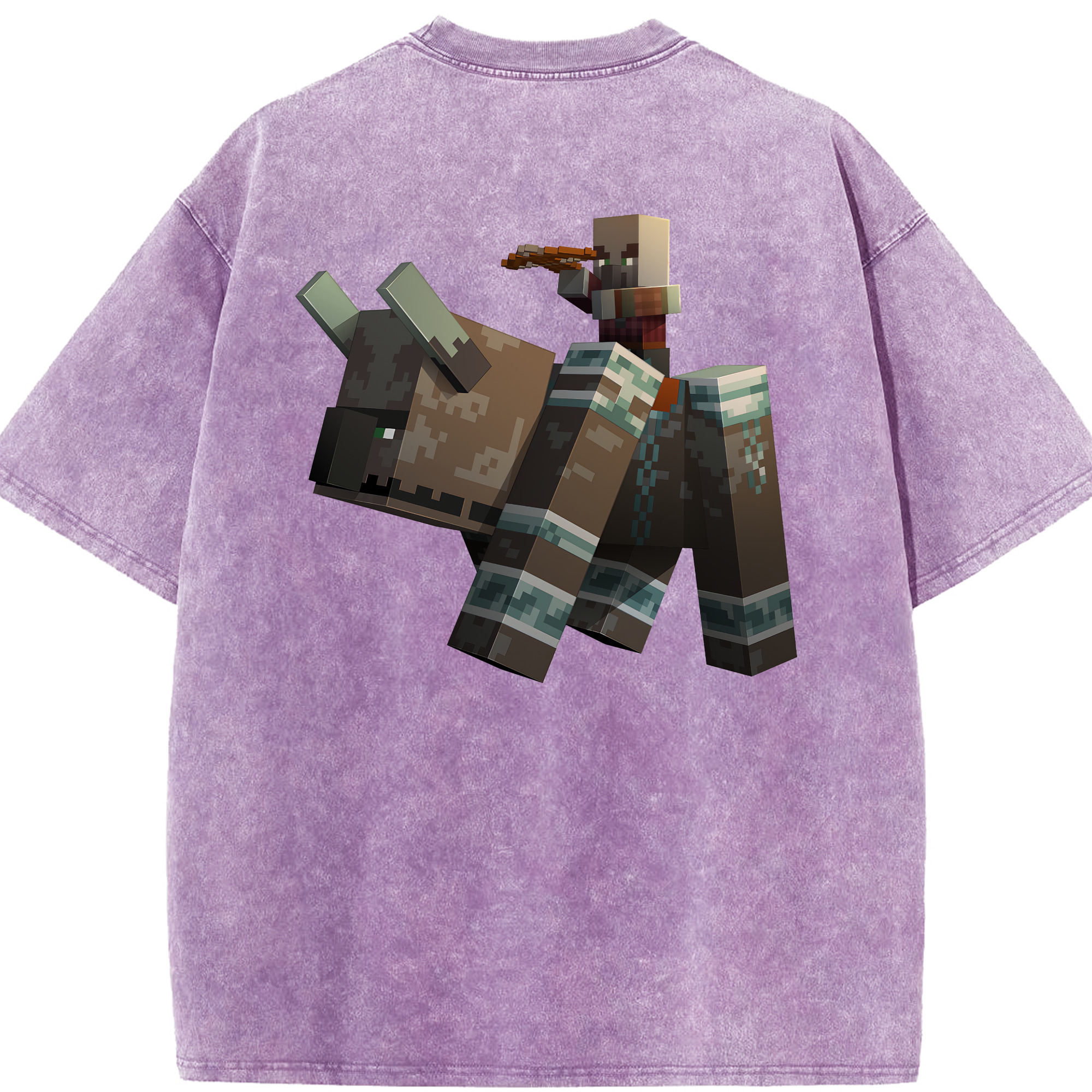 （画像用） マインクラフト ブロックの世界 Minecraft MC Block world 綿100% ヴィンテージ風 半袖Tシャツ（背面プリント）