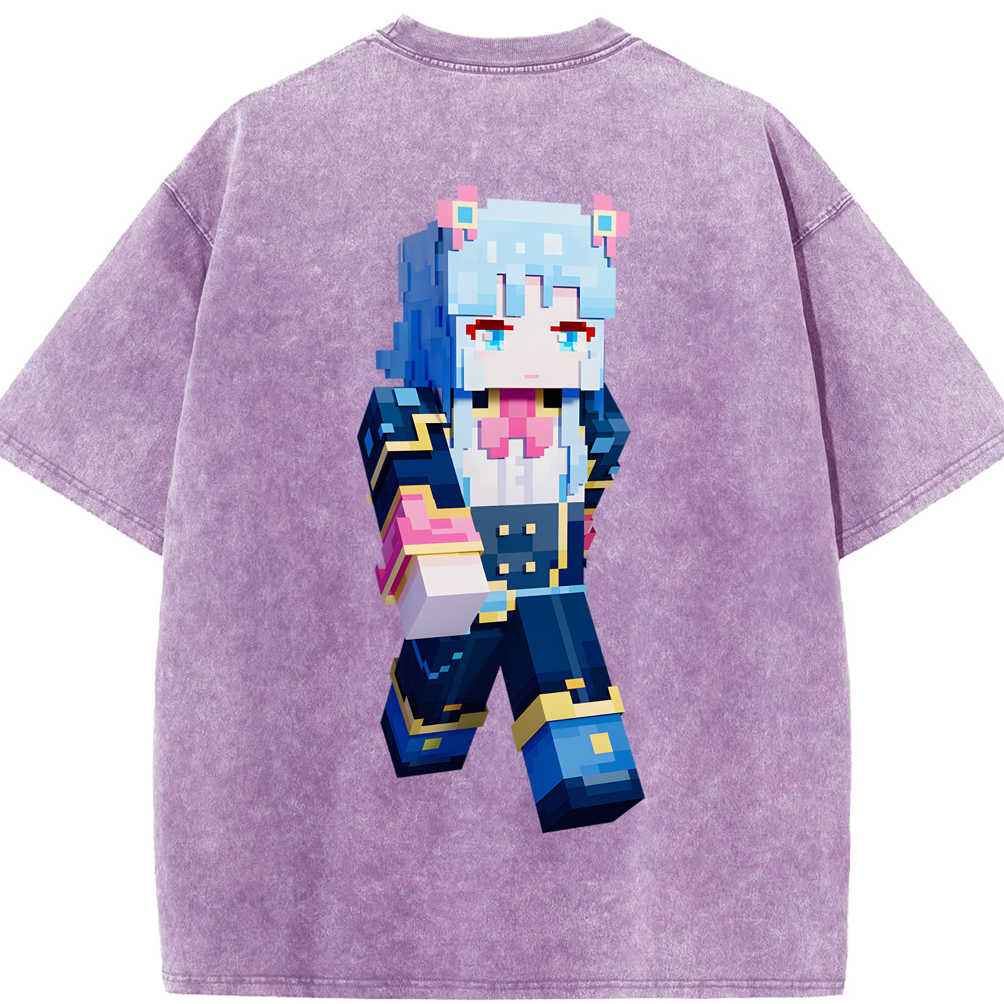 （画像用） マインクラフト ブロックの世界 Minecraft MC Block world 綿100% ヴィンテージ風 半袖Tシャツ（背面プリント）