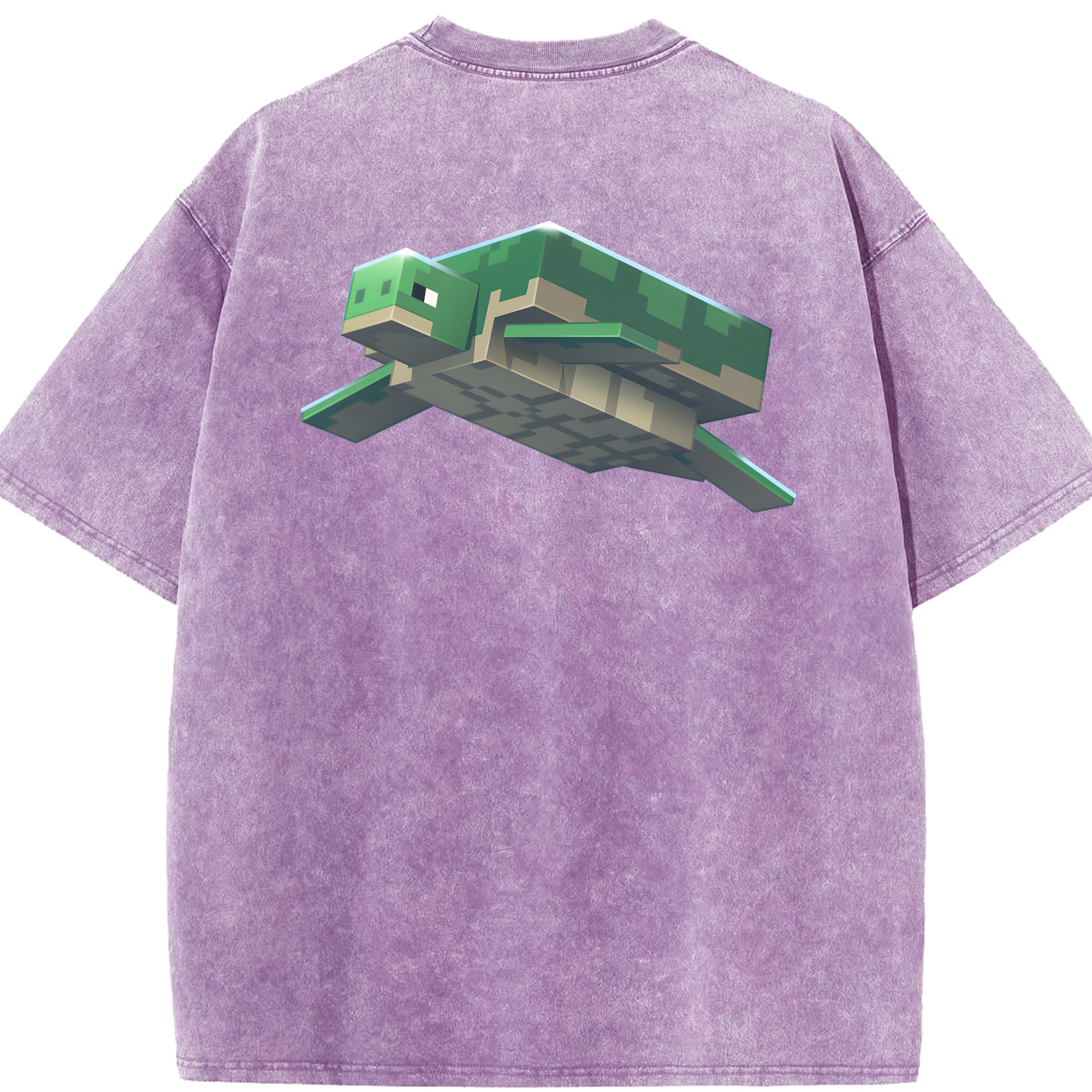 （画像用） マインクラフト ブロックの世界 Minecraft MC Block world 綿100% ヴィンテージ風 半袖Tシャツ（背面プリント）