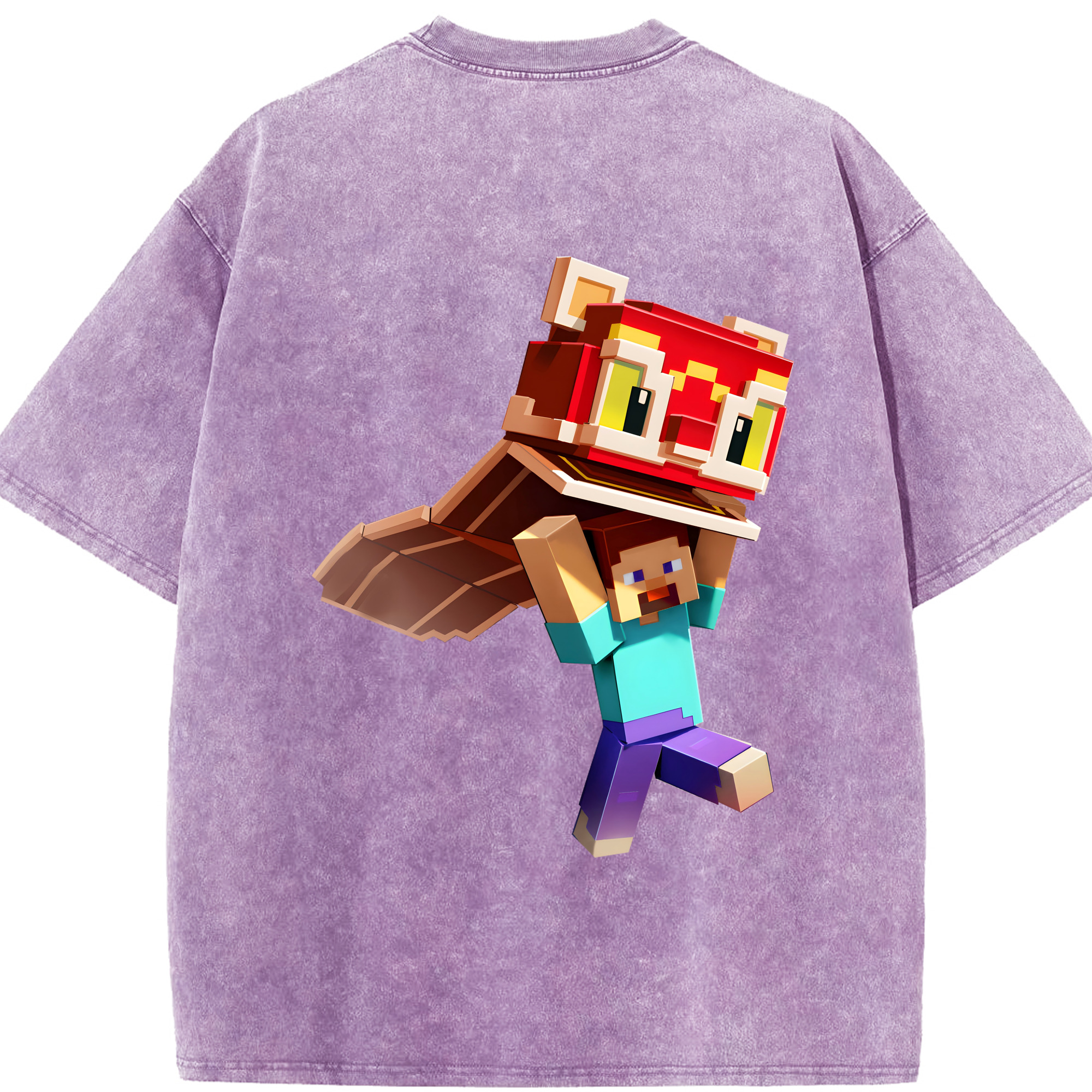 （画像用） マインクラフト ブロックの世界 Minecraft MC Block world 綿100% ヴィンテージ風 半袖Tシャツ（背面プリント）