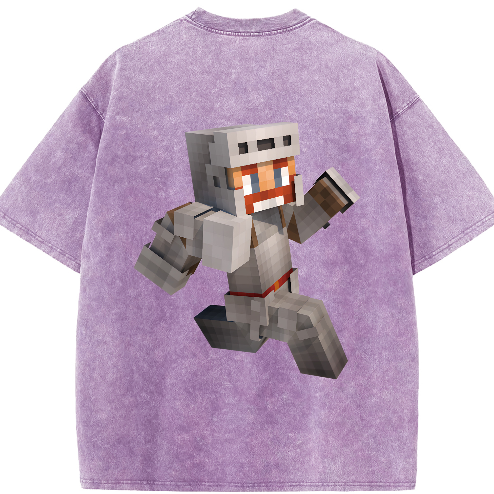 （画像用） マインクラフト ブロックの世界 Minecraft MC Block world 綿100% ヴィンテージ風 半袖Tシャツ（背面プリント）
