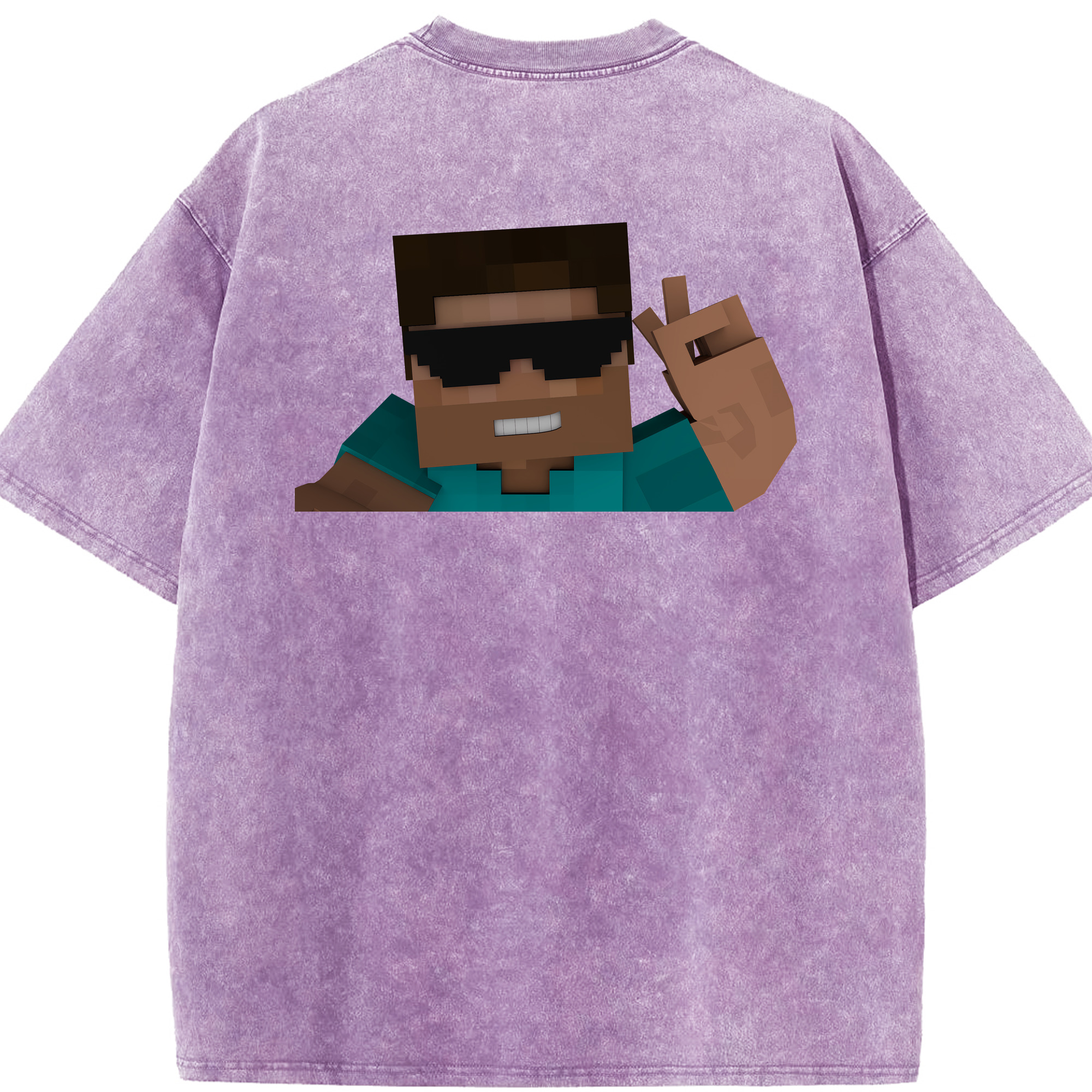 （画像用） マインクラフト ブロックの世界 Minecraft MC Block world 綿100% ヴィンテージ風 半袖Tシャツ（背面プリント）