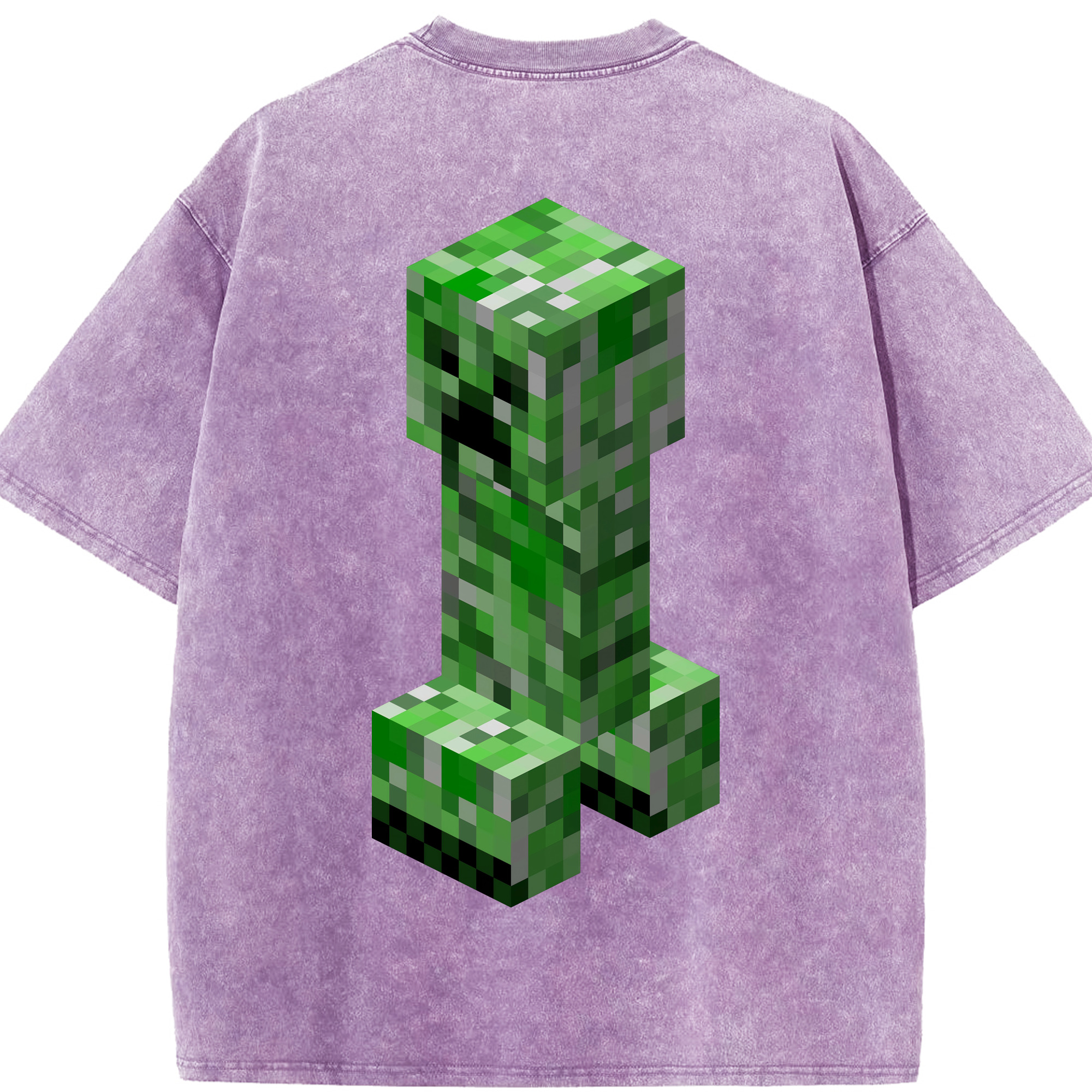 （画像用） マインクラフト ブロックの世界 Minecraft MC Block world 綿100% ヴィンテージ風 半袖Tシャツ（背面プリント）