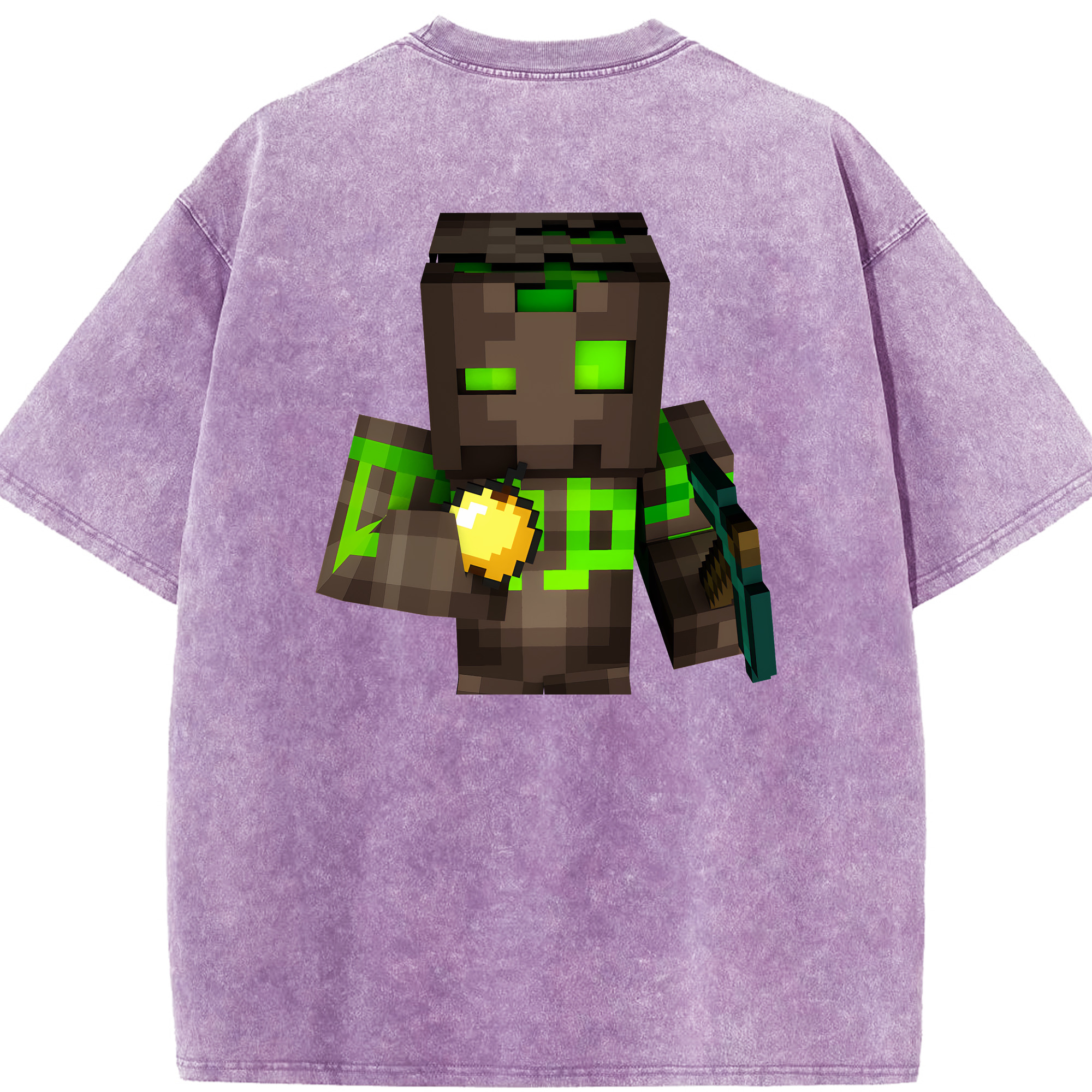 （画像用） マインクラフト ブロックの世界 Minecraft MC Block world 綿100% ヴィンテージ風 半袖Tシャツ（背面プリント）