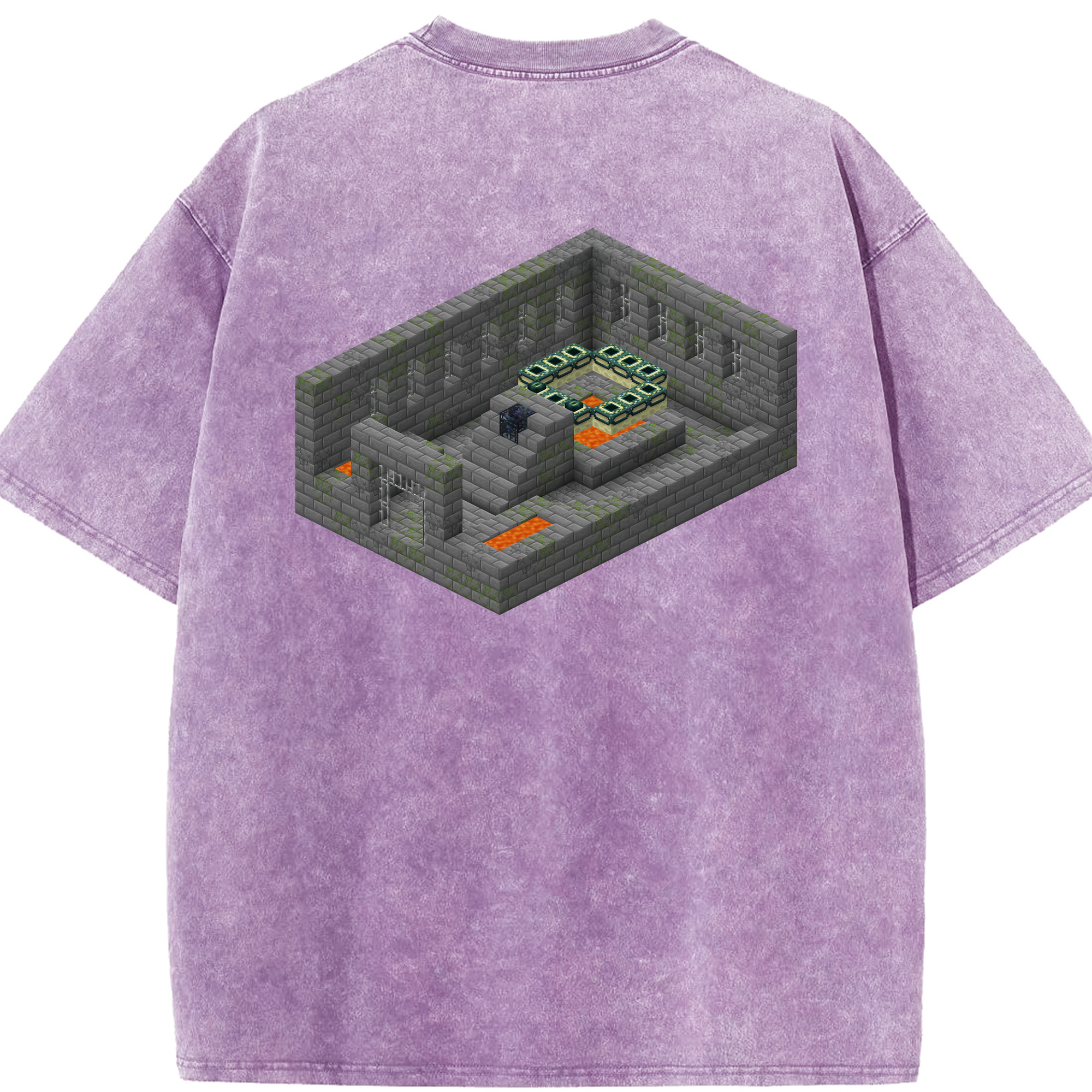 （画像用） マインクラフト ブロックの世界 Minecraft MC Block world 綿100% ヴィンテージ風 半袖Tシャツ（背面プリント）