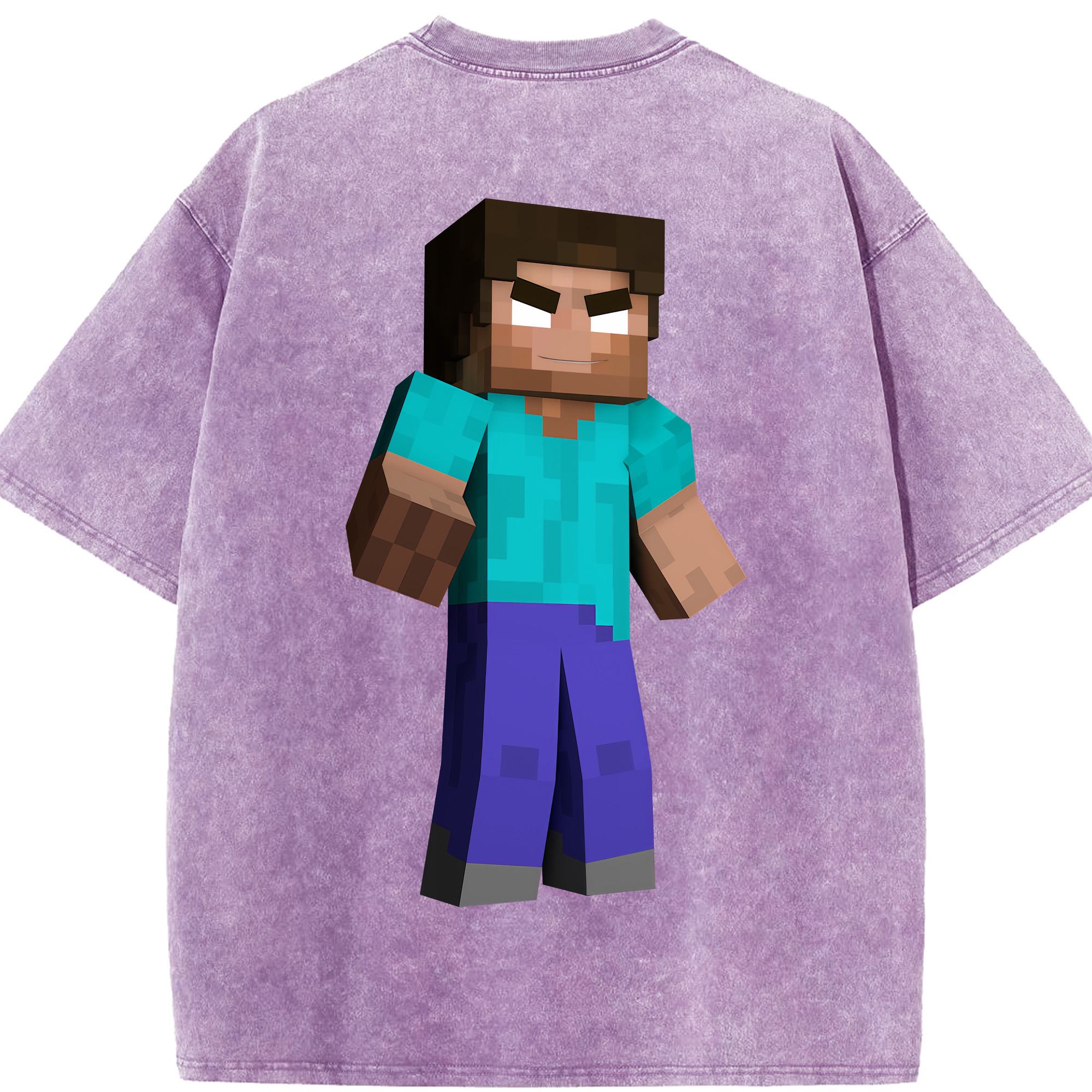 （画像用） マインクラフト ブロックの世界 Minecraft MC Block world 綿100% ヴィンテージ風 半袖Tシャツ（背面プリント）