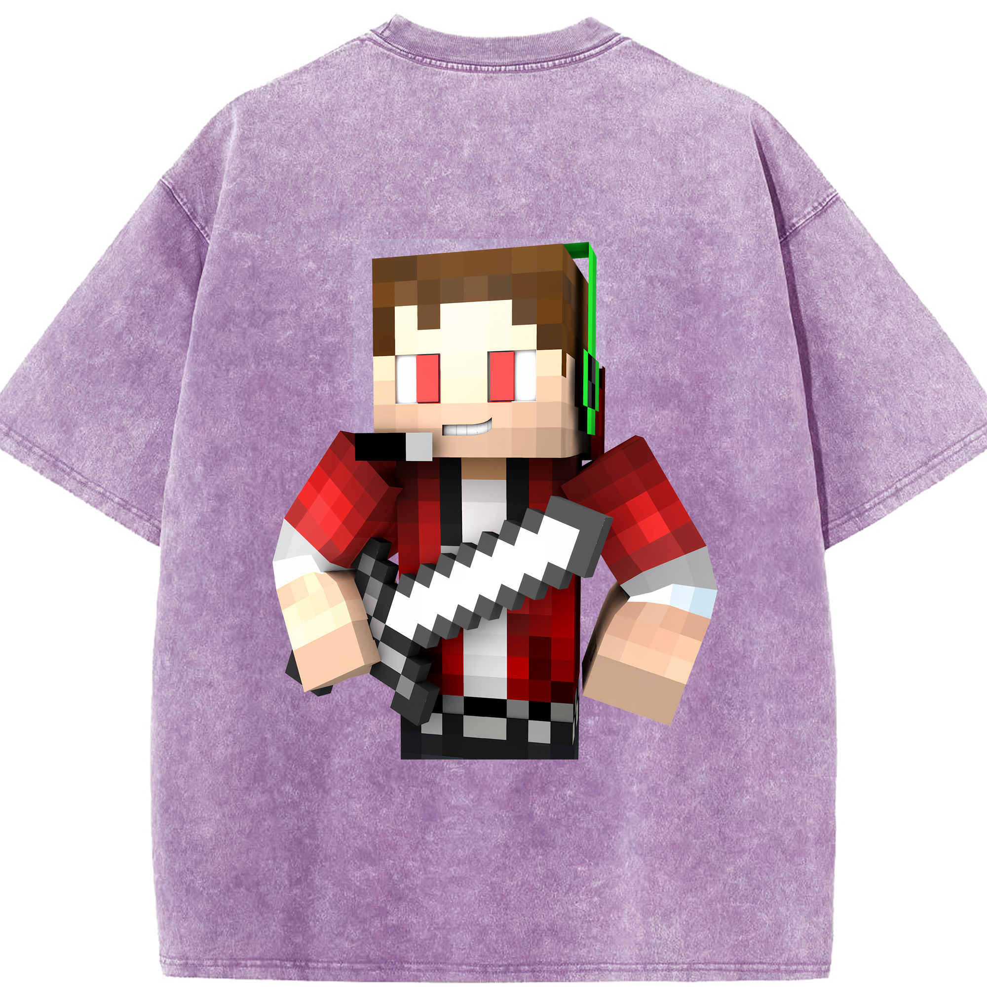 （画像用） マインクラフト ブロックの世界 Minecraft MC Block world 綿100% ヴィンテージ風 半袖Tシャツ（背面プリント）