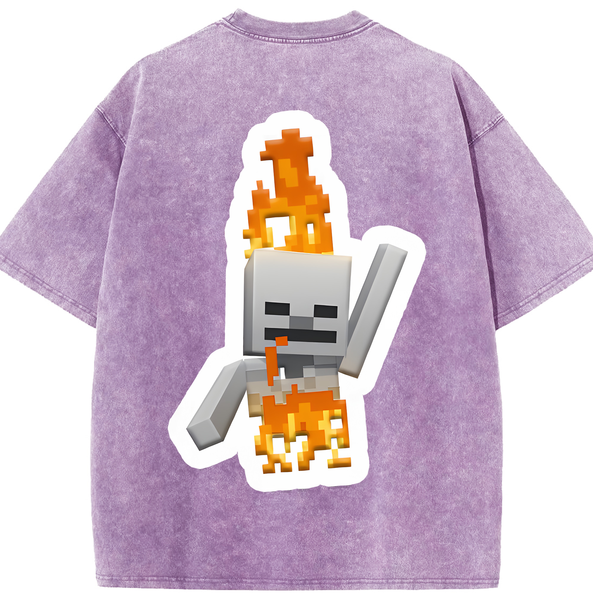 （画像用） マインクラフト ブロックの世界 Minecraft MC Block world 綿100% ヴィンテージ風 半袖Tシャツ（背面プリント）