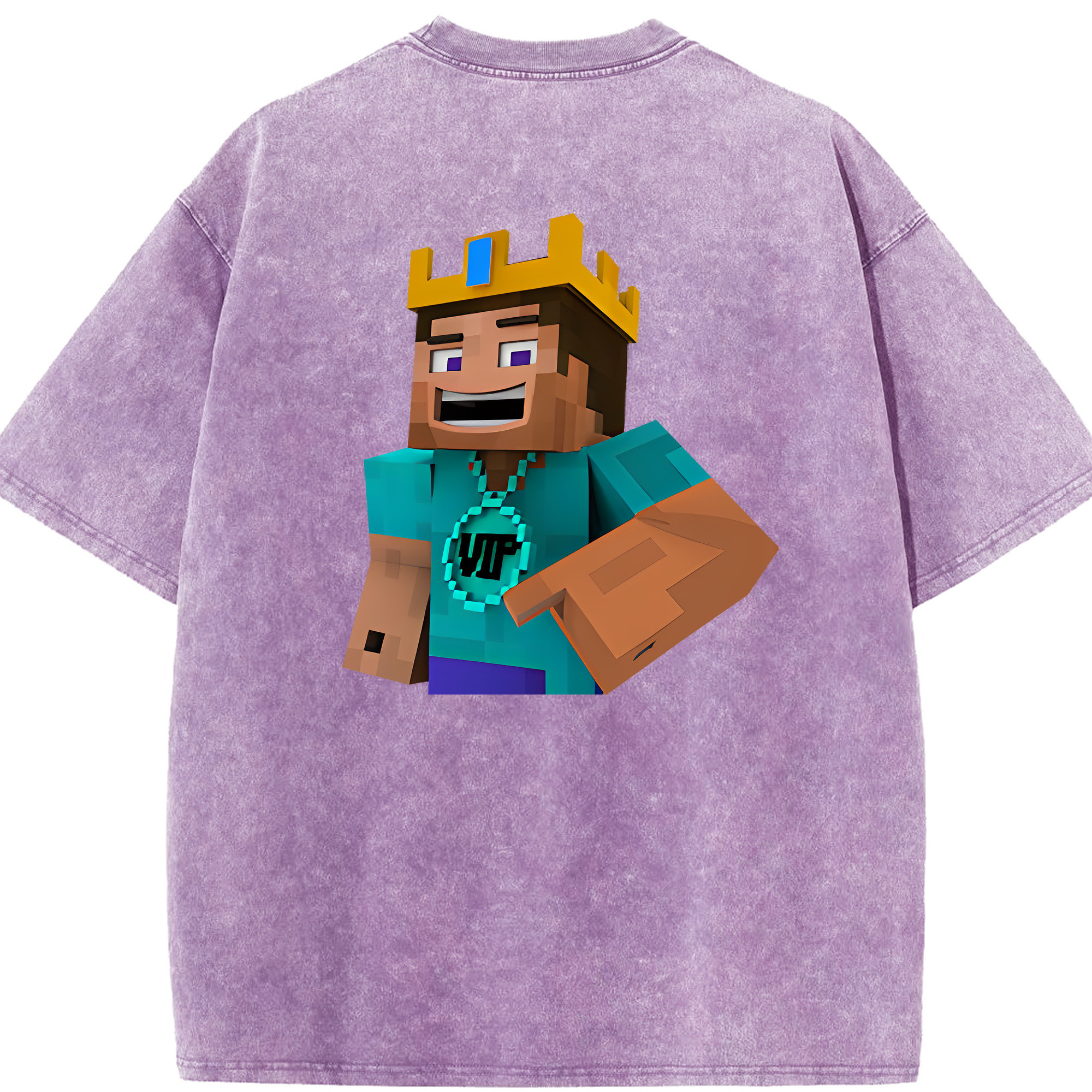 （画像用） マインクラフト ブロックの世界 Minecraft MC Block world 綿100% ヴィンテージ風 半袖Tシャツ（背面プリント）