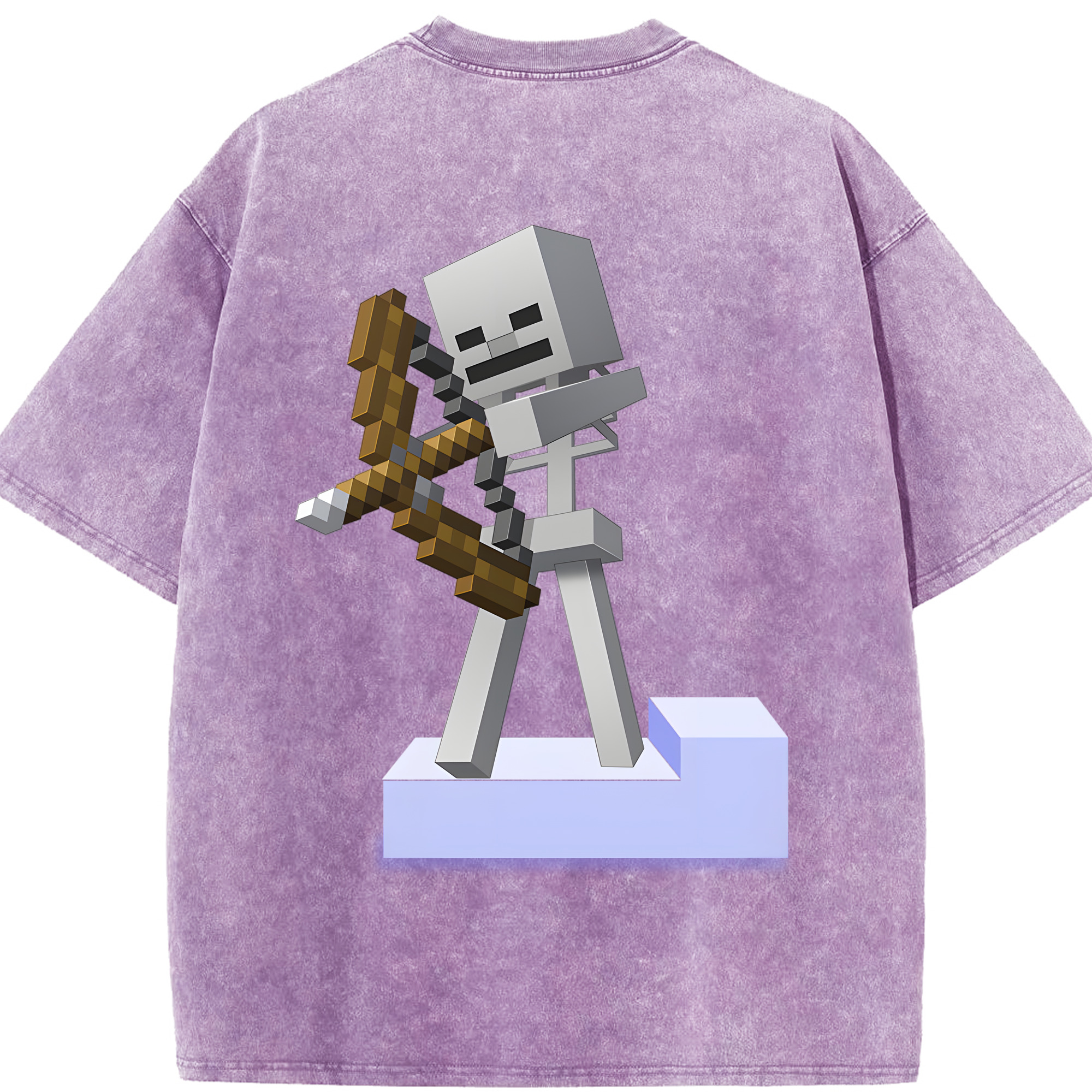 （画像用） マインクラフト ブロックの世界 Minecraft MC Block world 綿100% ヴィンテージ風 半袖Tシャツ（背面プリント）