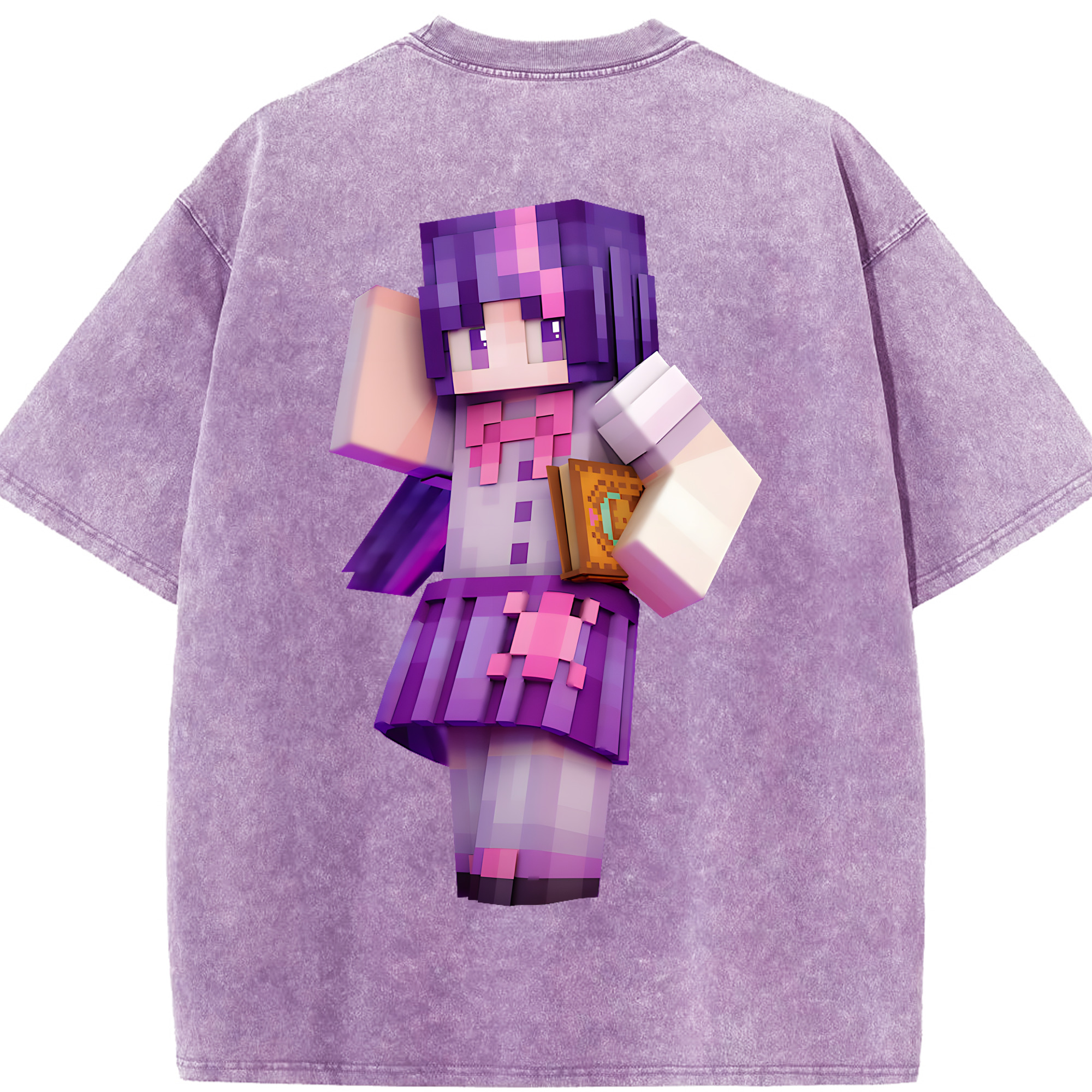 （画像用） マインクラフト ブロックの世界 Minecraft MC Block world 綿100% ヴィンテージ風 半袖Tシャツ（背面プリント）