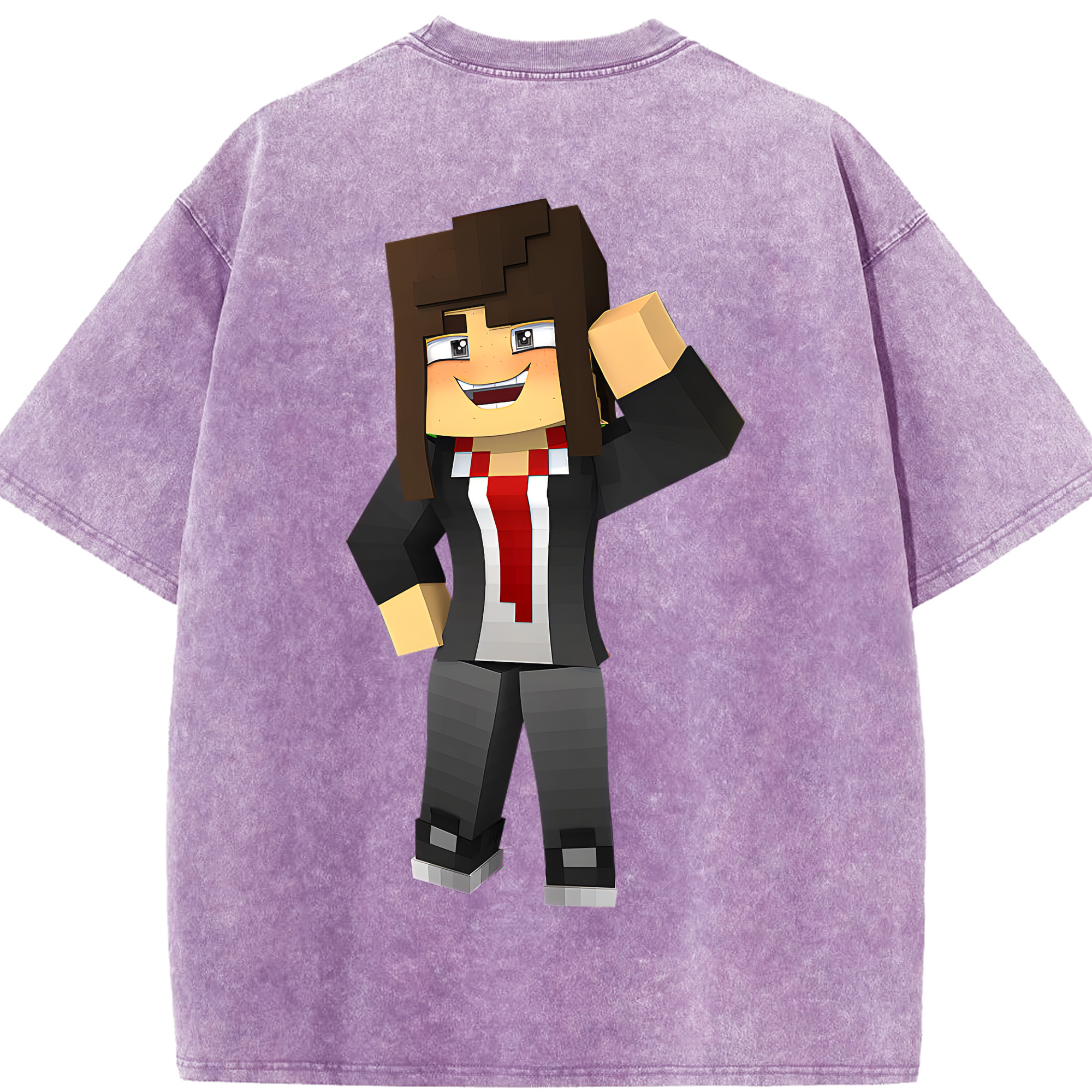 （画像用） マインクラフト ブロックの世界 Minecraft MC Block world 綿100% ヴィンテージ風 半袖Tシャツ（背面プリント）