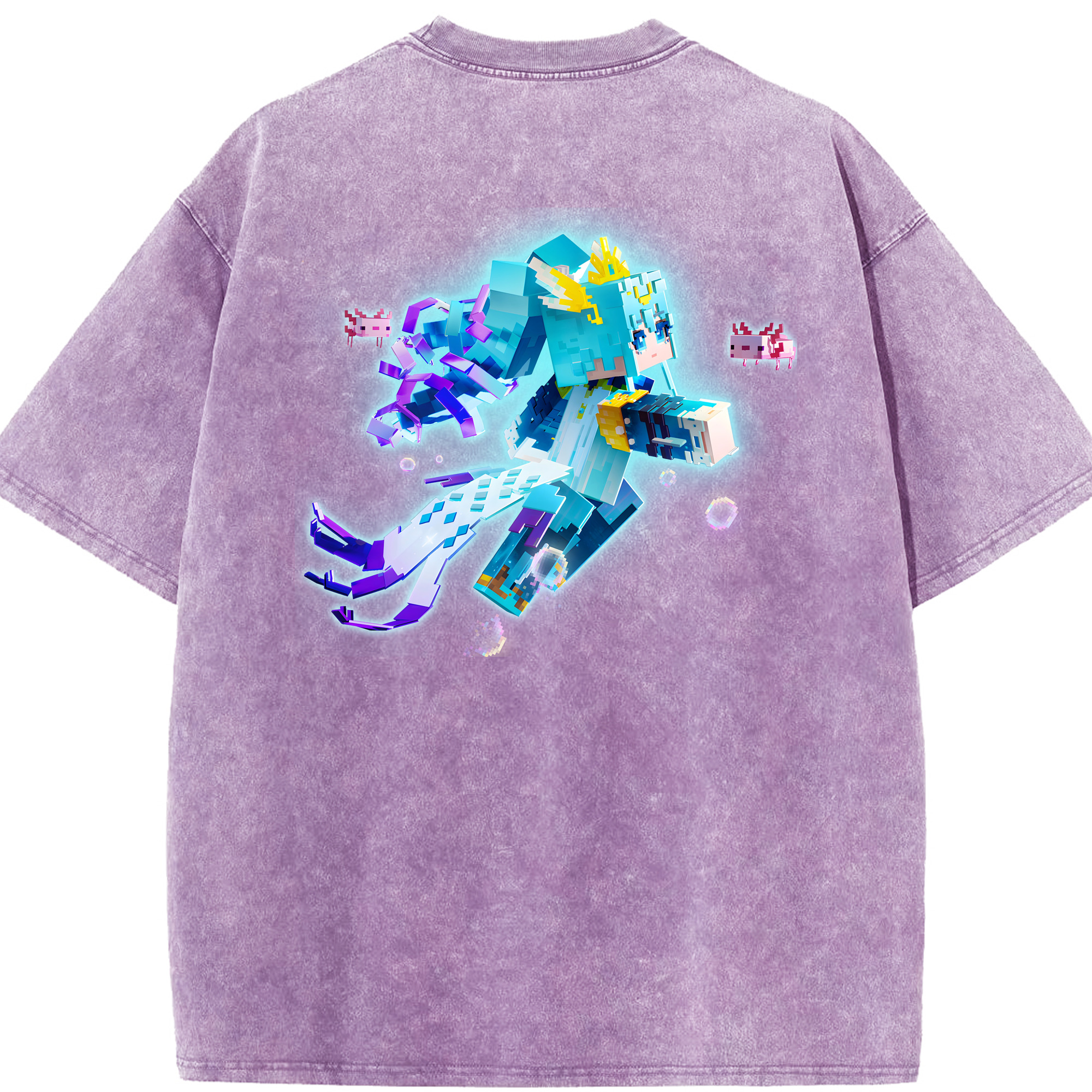 （画像用） マインクラフト ブロックの世界 Minecraft MC Block world 綿100% ヴィンテージ風 半袖Tシャツ（背面プリント）