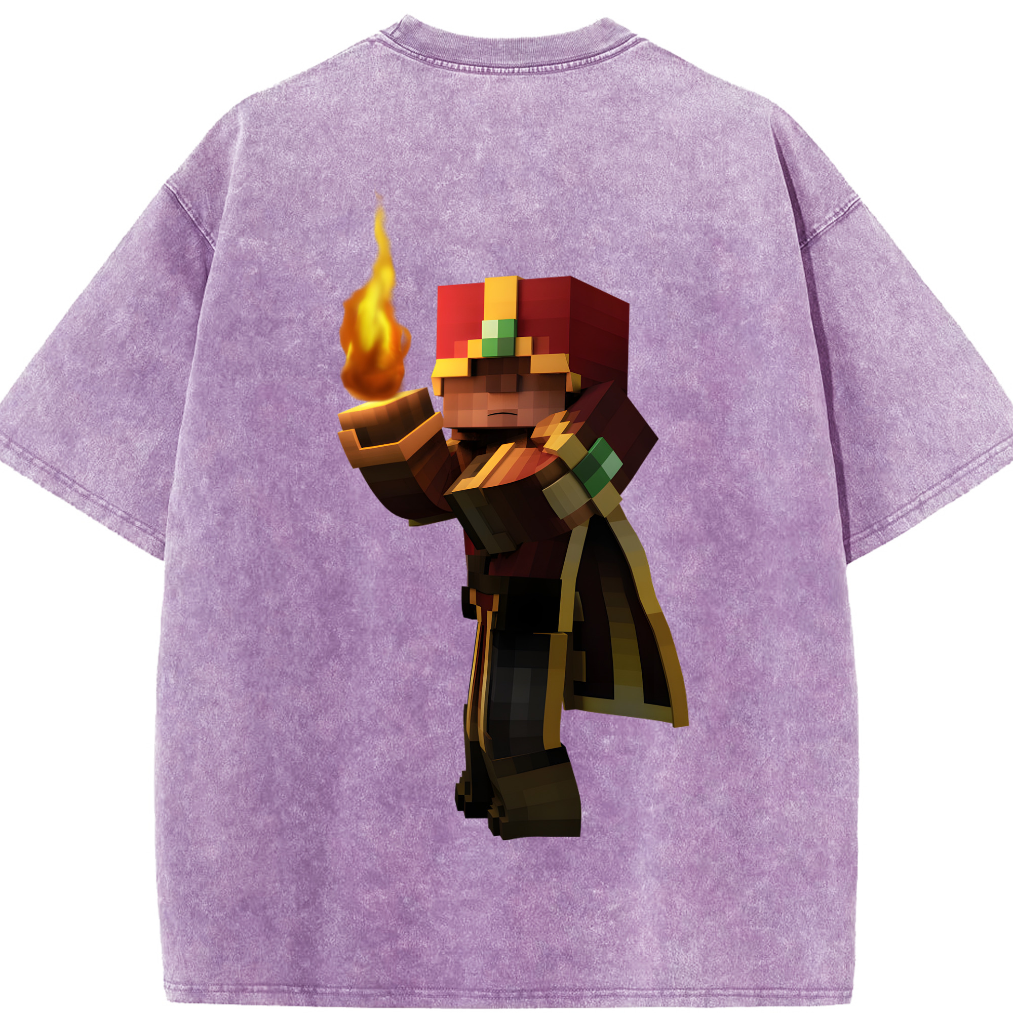 （画像用） マインクラフト ブロックの世界 Minecraft MC Block world 綿100% ヴィンテージ風 半袖Tシャツ（背面プリント）