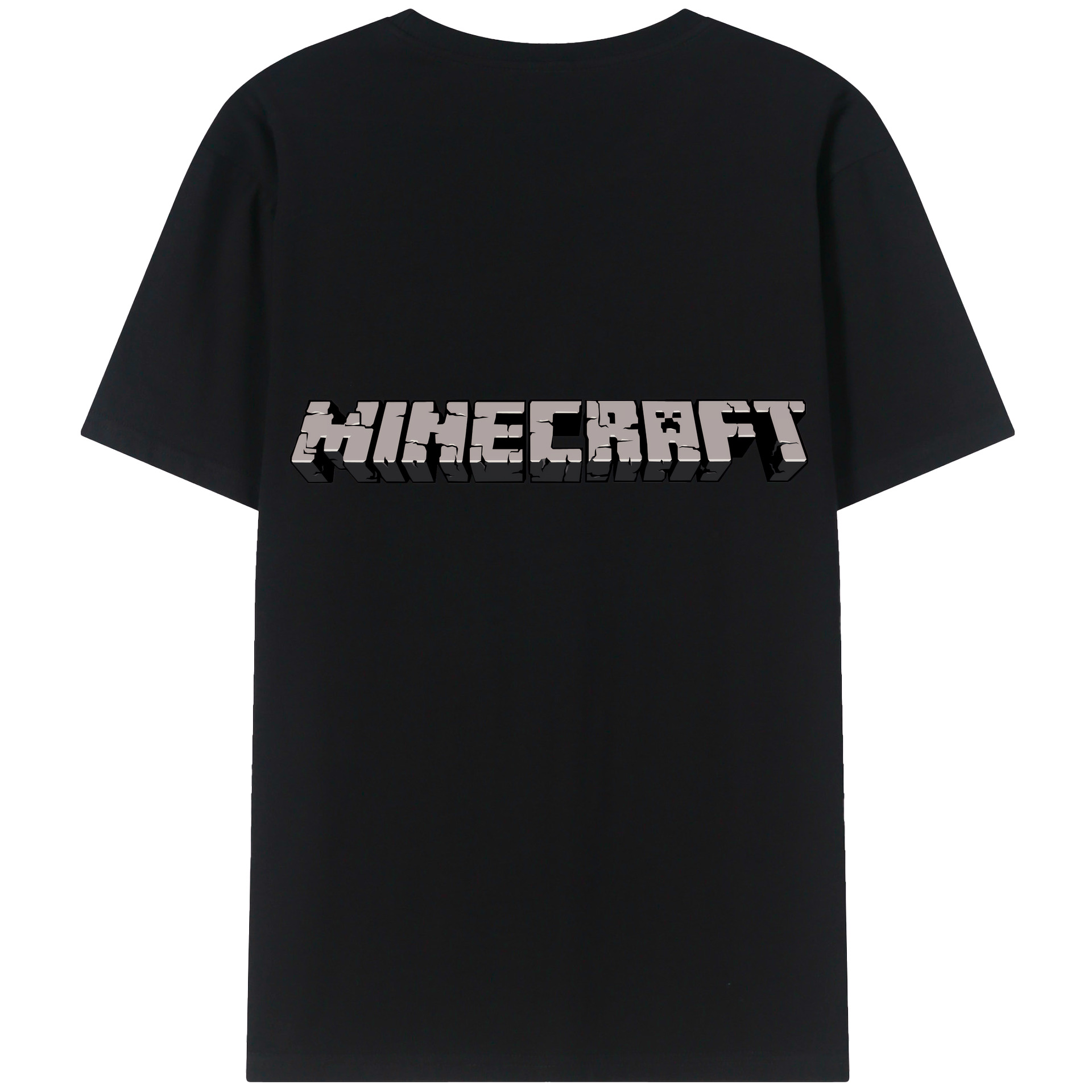（画像用） マインクラフト ブロックの世界 Minecraft MC Block world 綿100％ メンズ半袖Tシャツ（バックプリント） 通気性