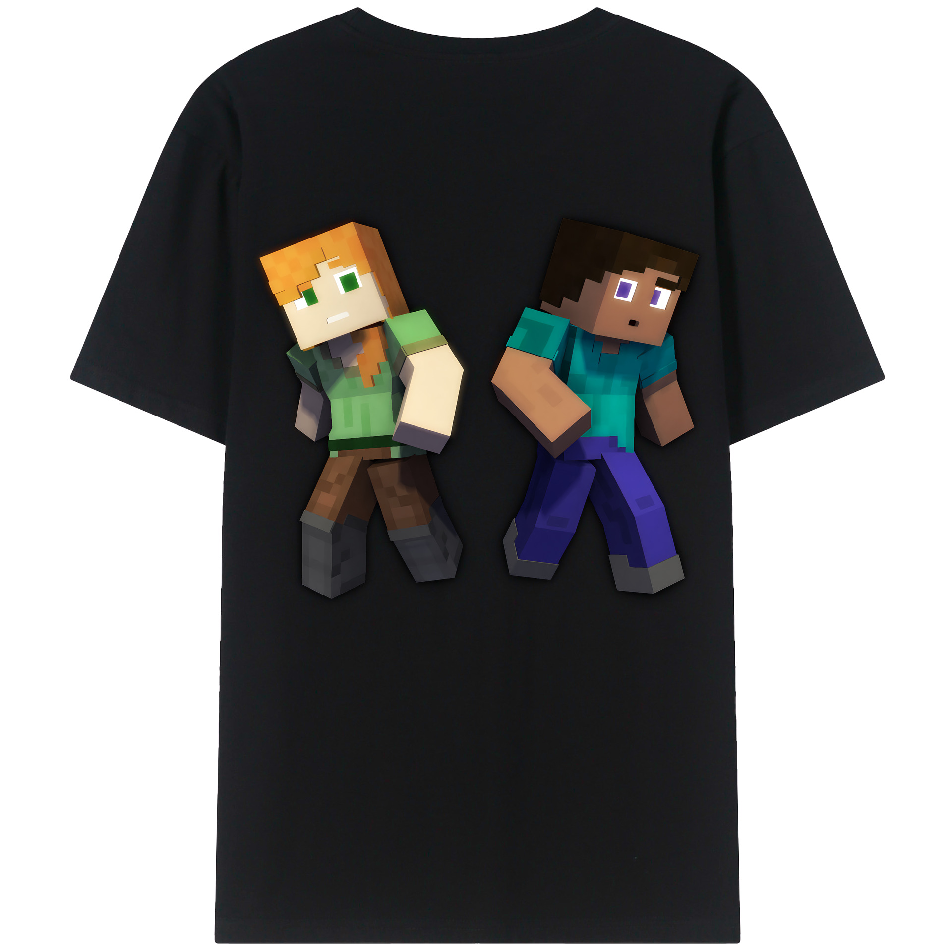 （画像用） マインクラフト ブロックの世界 Minecraft MC Block world 綿100％ メンズ半袖Tシャツ（バックプリント） 通気性