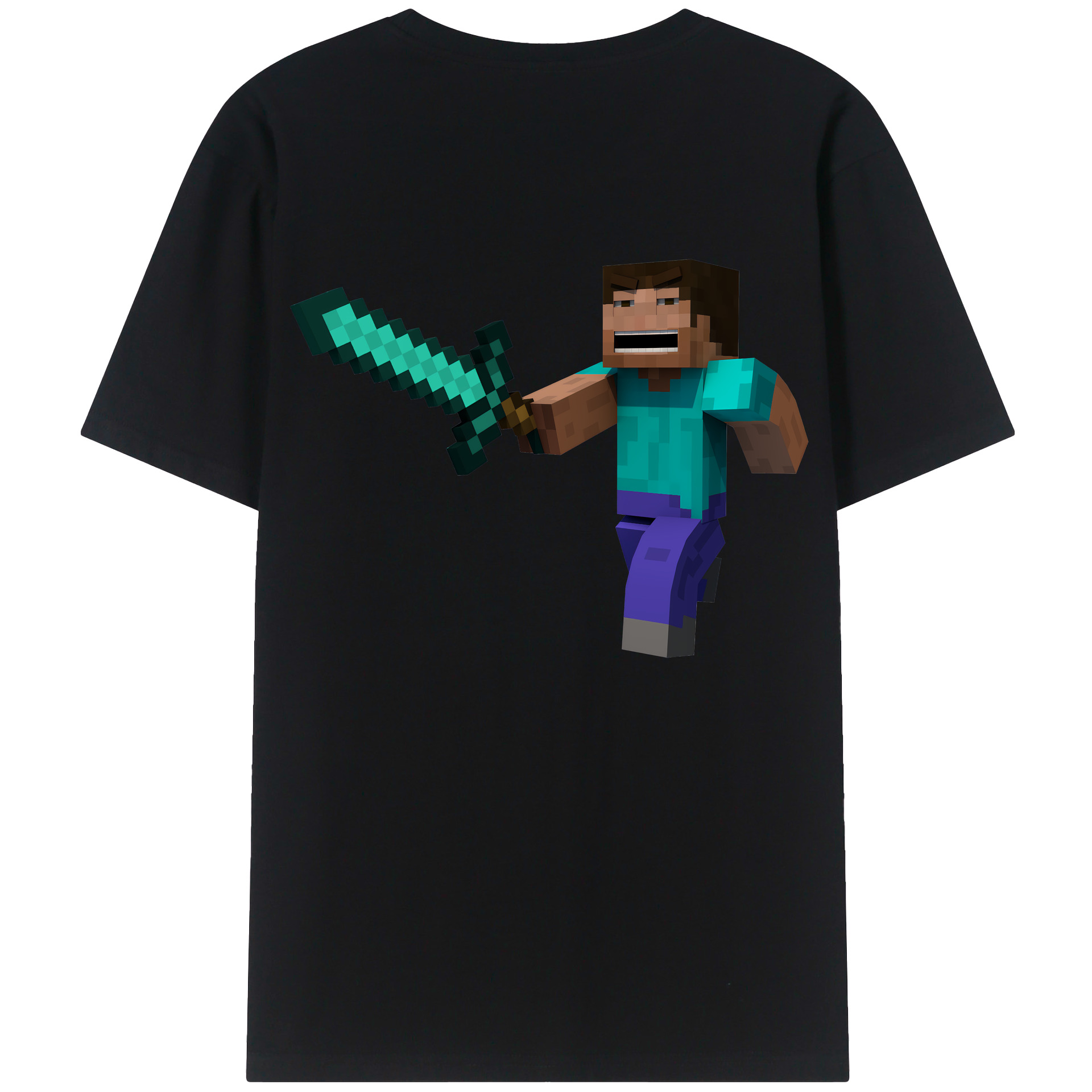 （画像用） マインクラフト ブロックの世界 Minecraft MC Block world 綿100％ メンズ半袖Tシャツ（バックプリント） 通気性