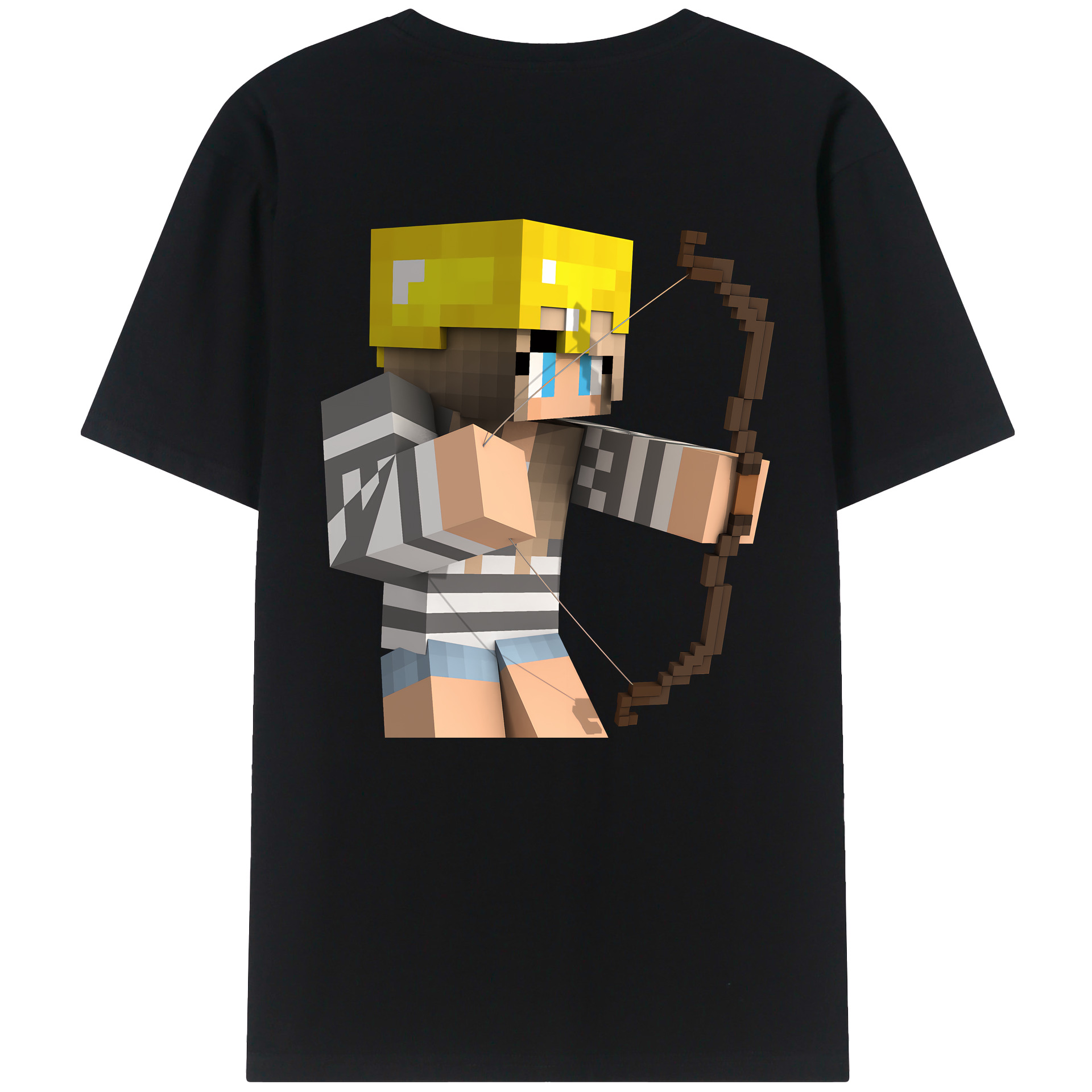 （画像用） マインクラフト ブロックの世界 Minecraft MC Block world 綿100％ メンズ半袖Tシャツ（バックプリント） 通気性