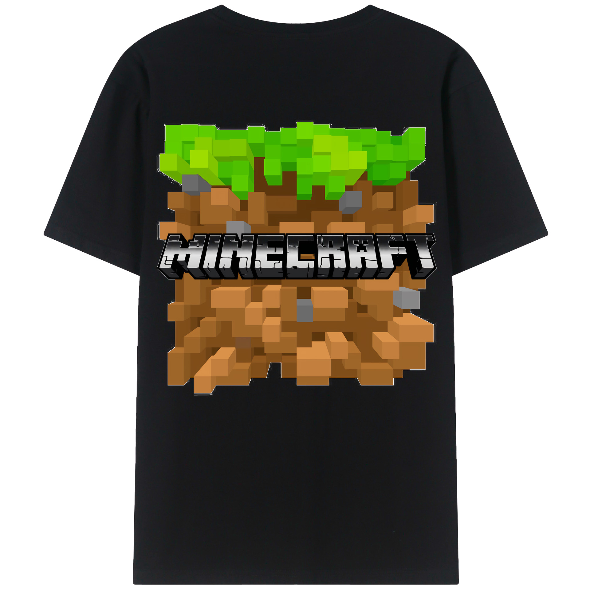 （画像用） マインクラフト ブロックの世界 Minecraft MC Block world 綿100％ メンズ半袖Tシャツ（バックプリント） 通気性