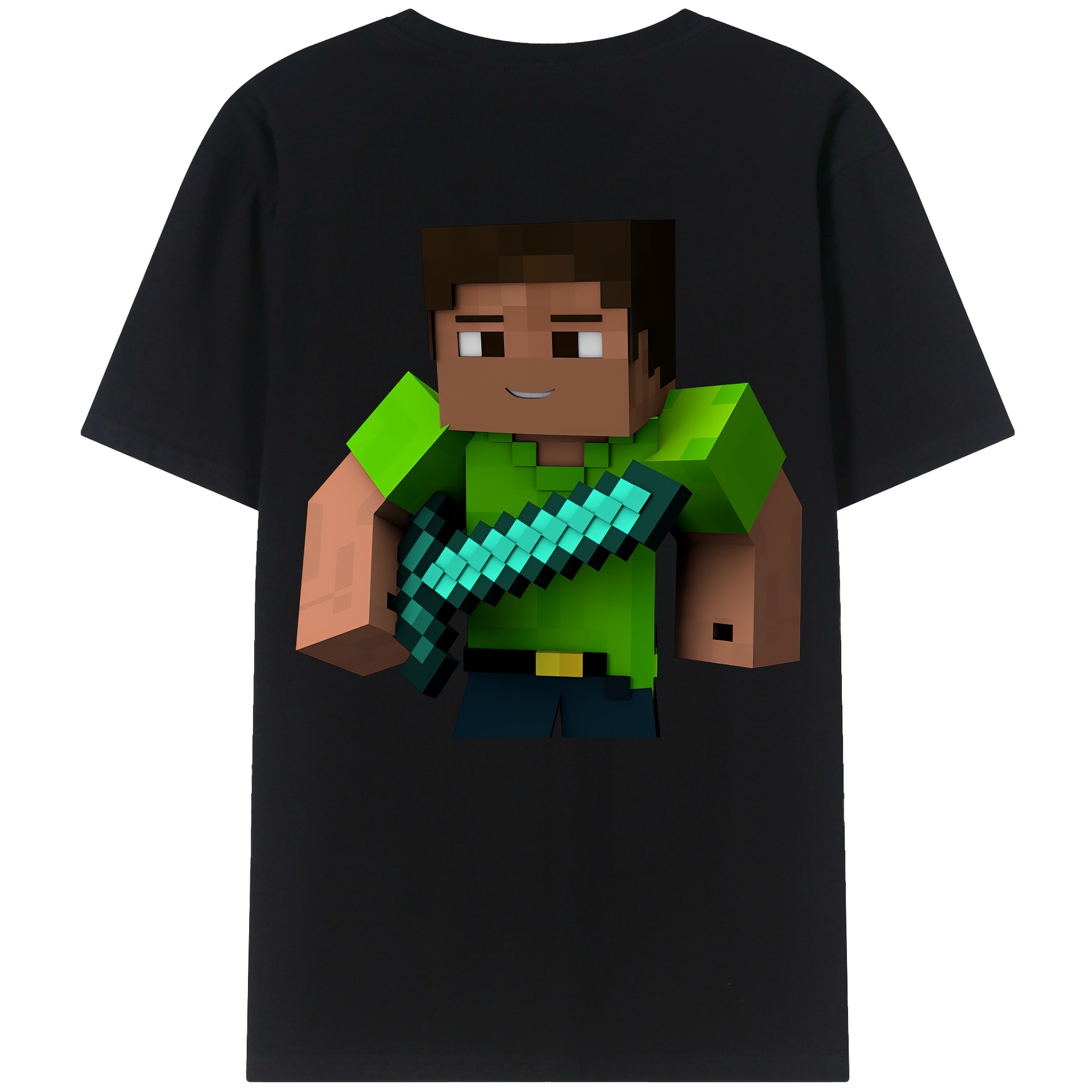 （画像用） マインクラフト ブロックの世界 Minecraft MC Block world 綿100％ メンズ半袖Tシャツ（バックプリント） 通気性