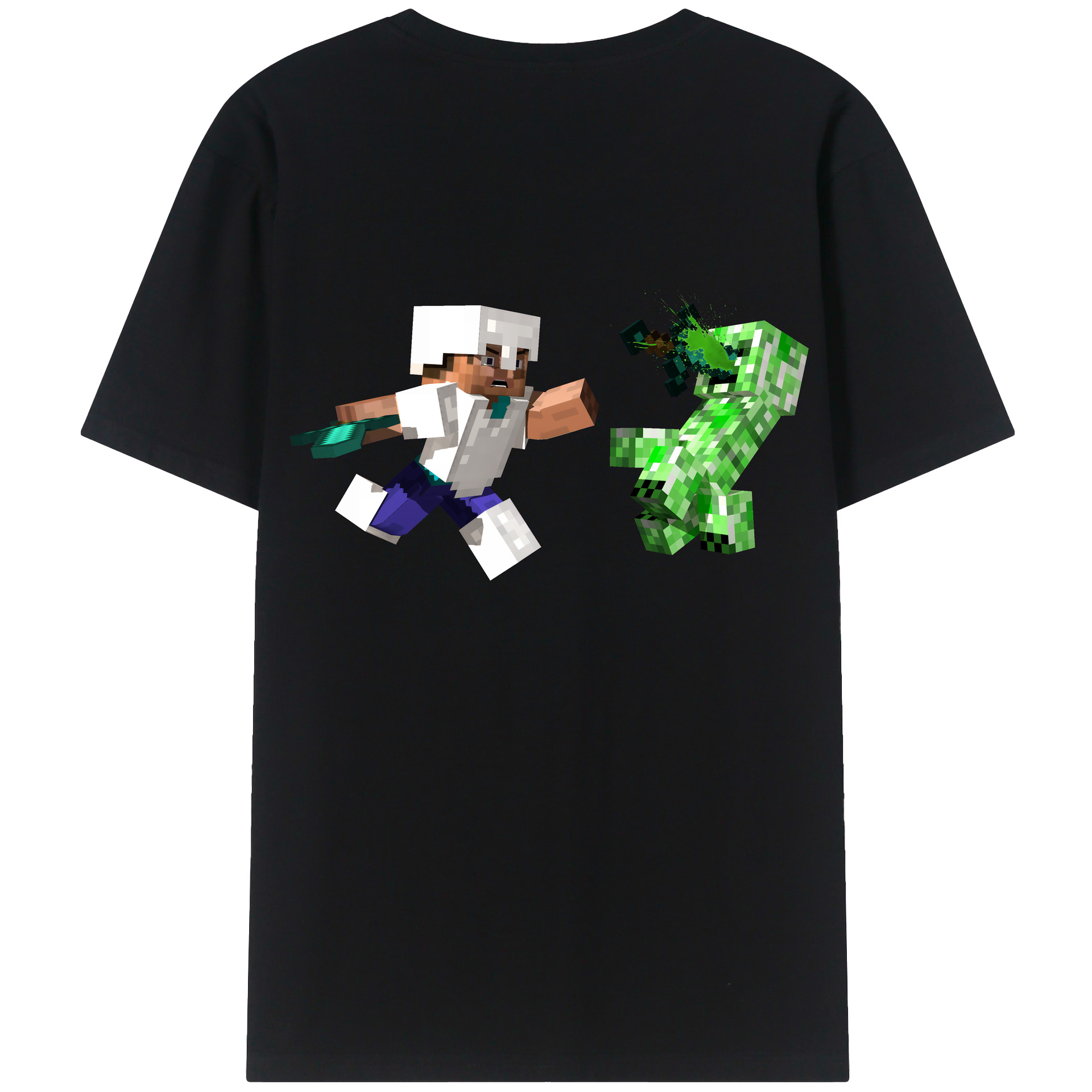 （画像用） マインクラフト ブロックの世界 Minecraft MC Block world 綿100％ メンズ半袖Tシャツ（バックプリント） 通気性