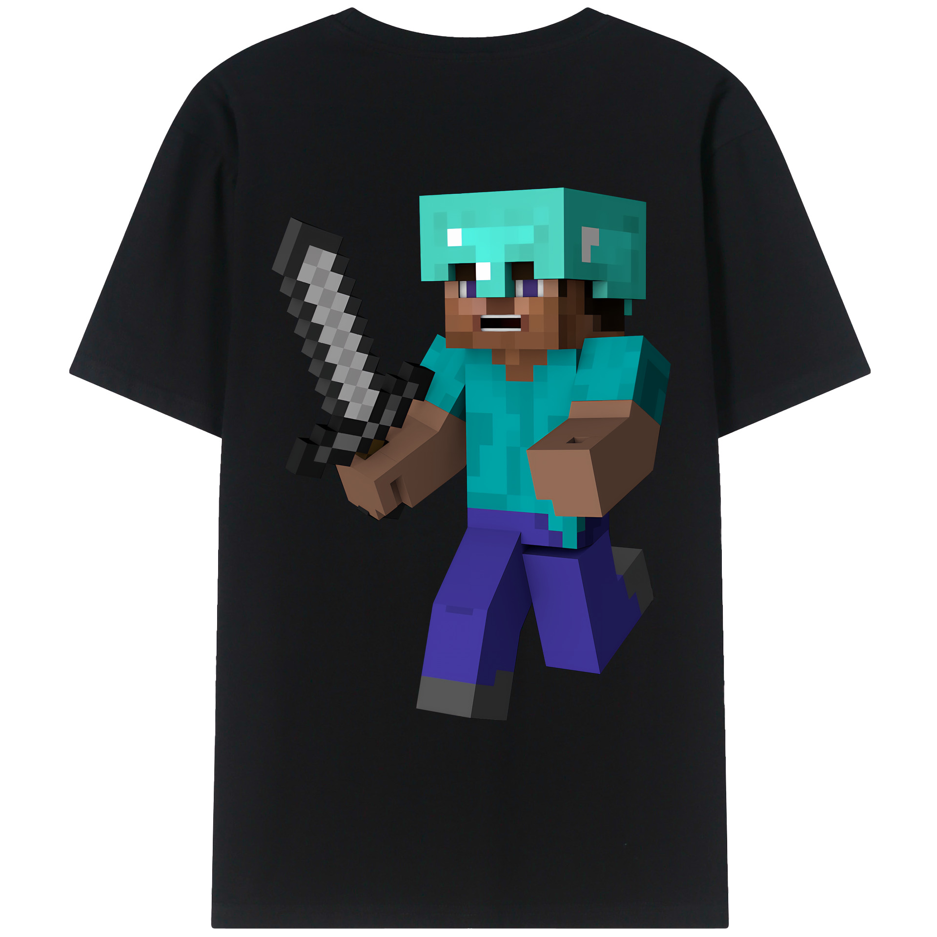 （画像用） マインクラフト ブロックの世界 Minecraft MC Block world 綿100％ メンズ半袖Tシャツ（バックプリント） 通気性