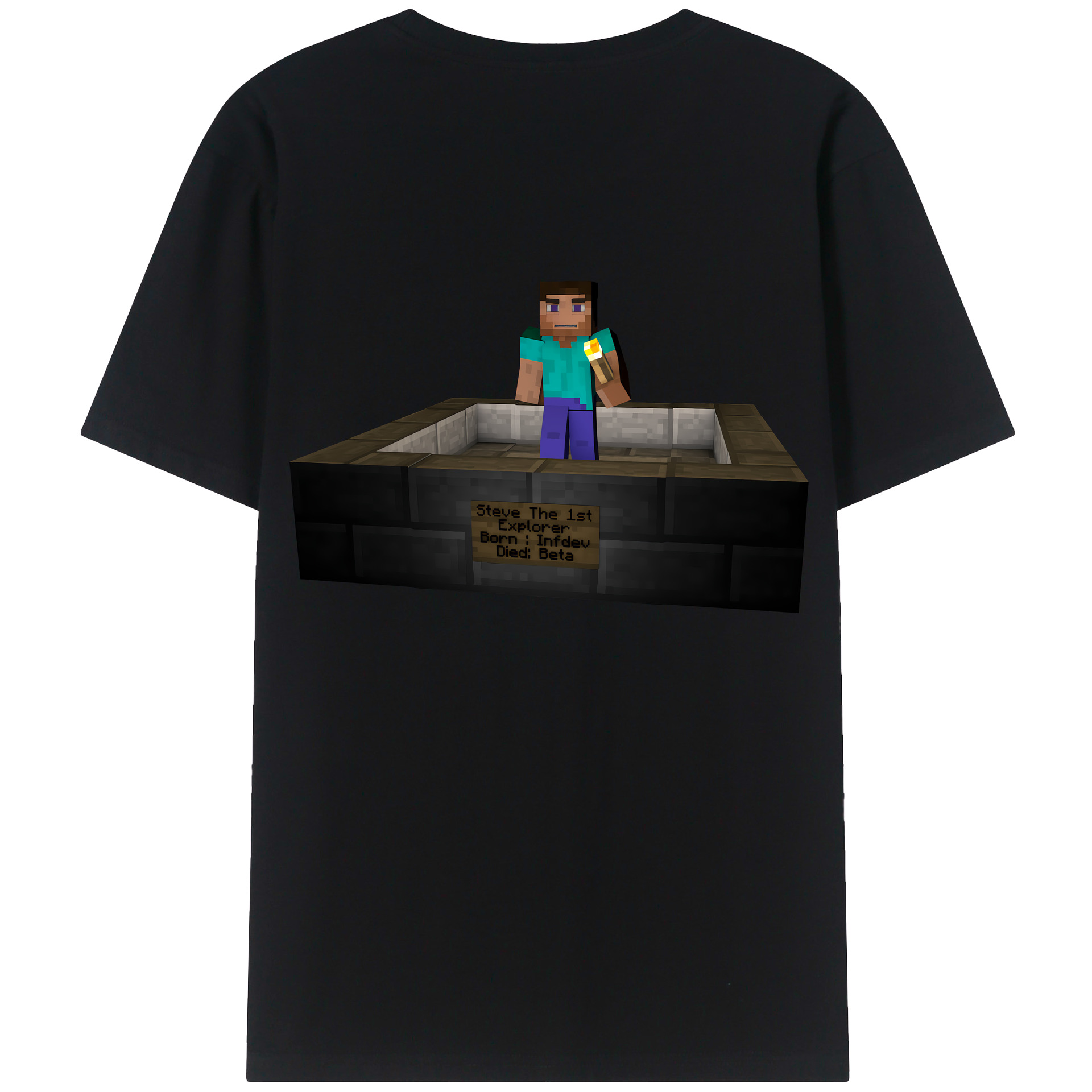 （画像用） マインクラフト ブロックの世界 Minecraft MC Block world 綿100％ メンズ半袖Tシャツ（バックプリント） 通気性