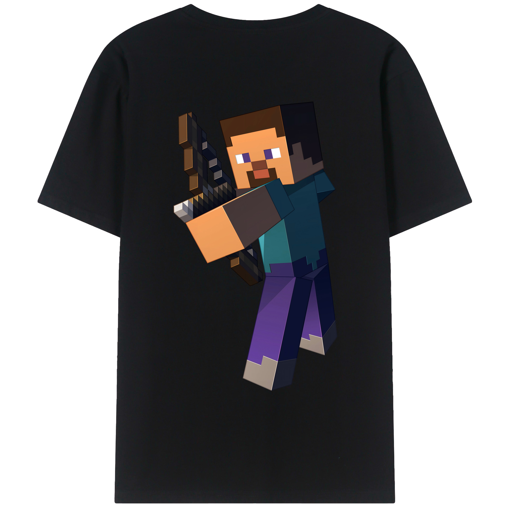 （画像用） マインクラフト ブロックの世界 Minecraft MC Block world 綿100％ メンズ半袖Tシャツ（バックプリント） 通気性