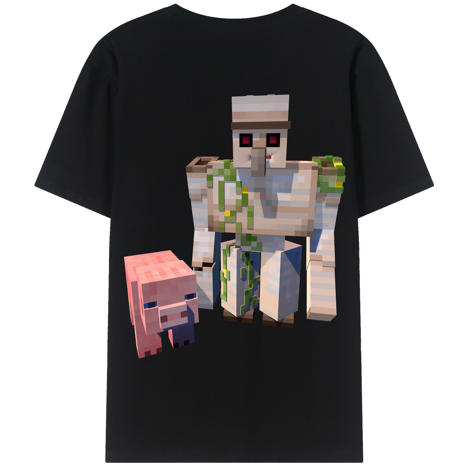 （画像用） マインクラフト ブロックの世界 Minecraft MC Block world 綿100％ メンズ半袖Tシャツ（バックプリント） 通気性