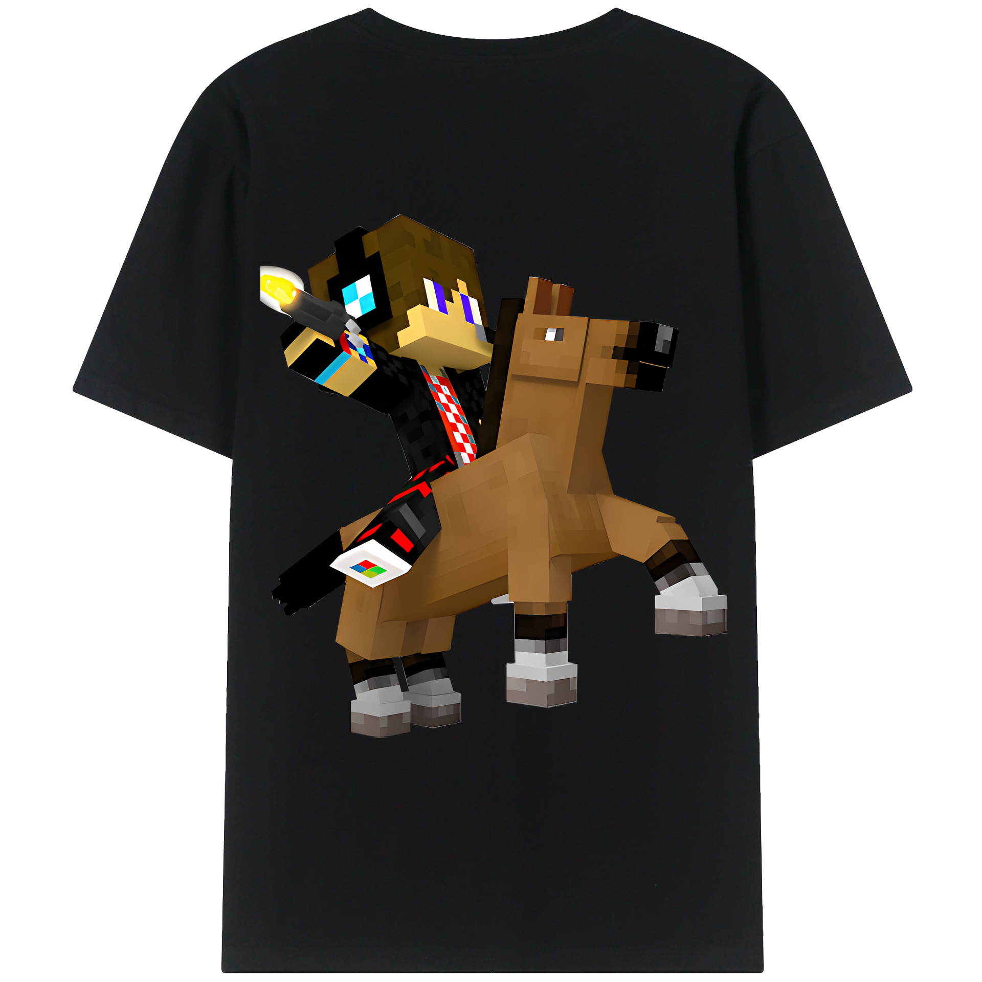 （画像用） マインクラフト ブロックの世界 Minecraft MC Block world 綿100％ メンズ半袖Tシャツ（バックプリント） 通気性