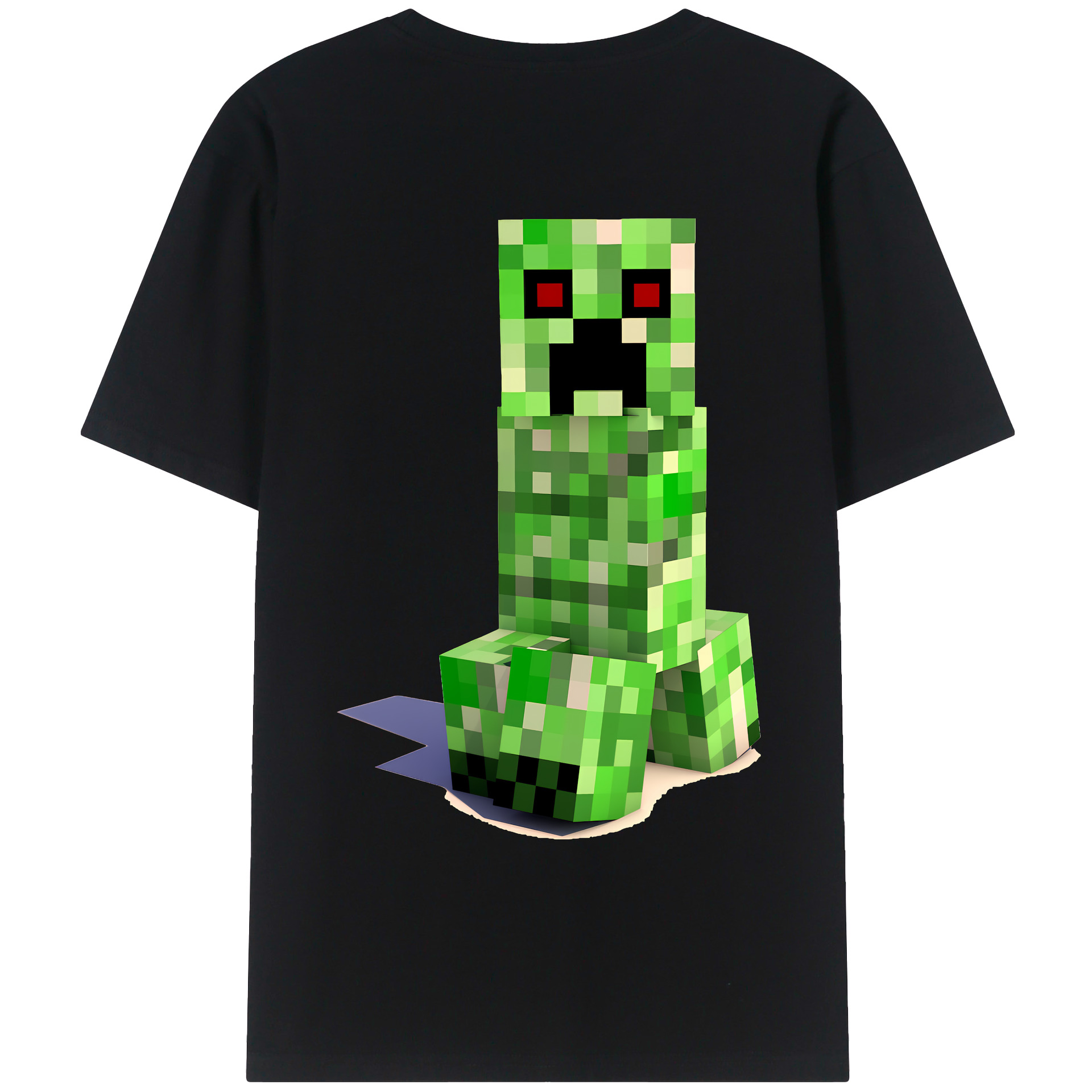 （画像用） マインクラフト ブロックの世界 Minecraft MC Block world 綿100％ メンズ半袖Tシャツ（バックプリント） 通気性