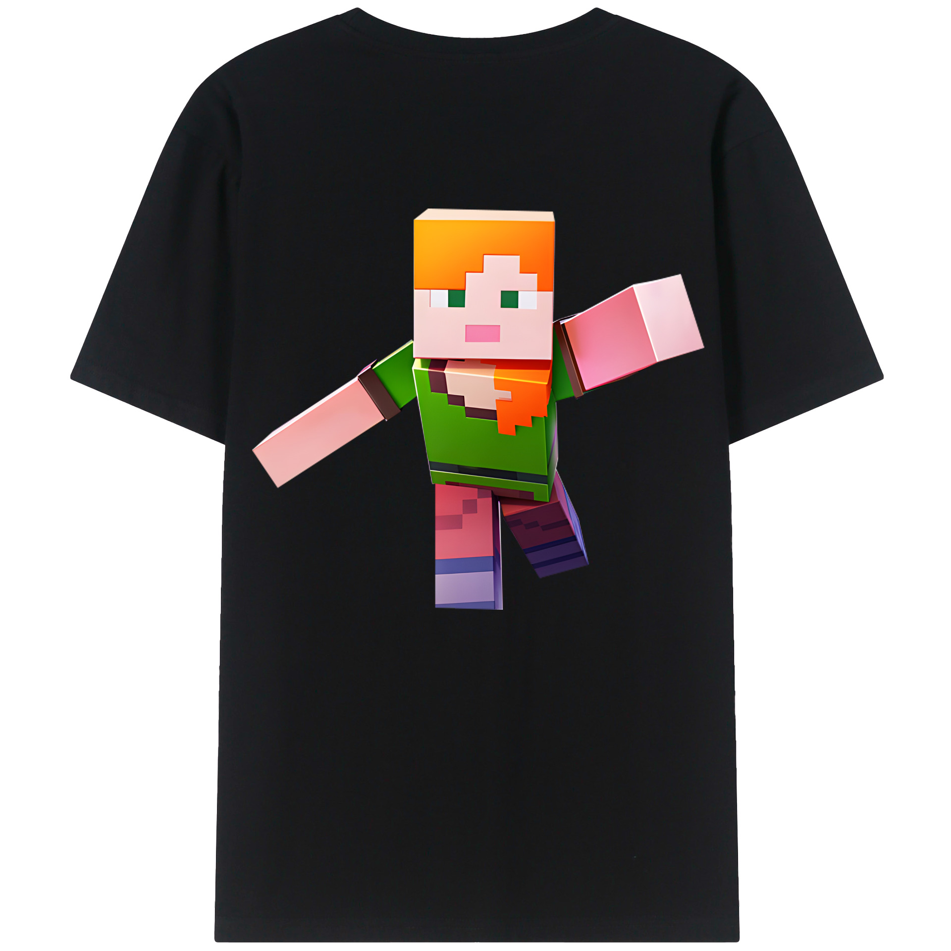 （画像用） マインクラフト ブロックの世界 Minecraft MC Block world 綿100％ メンズ半袖Tシャツ（バックプリント） 通気性