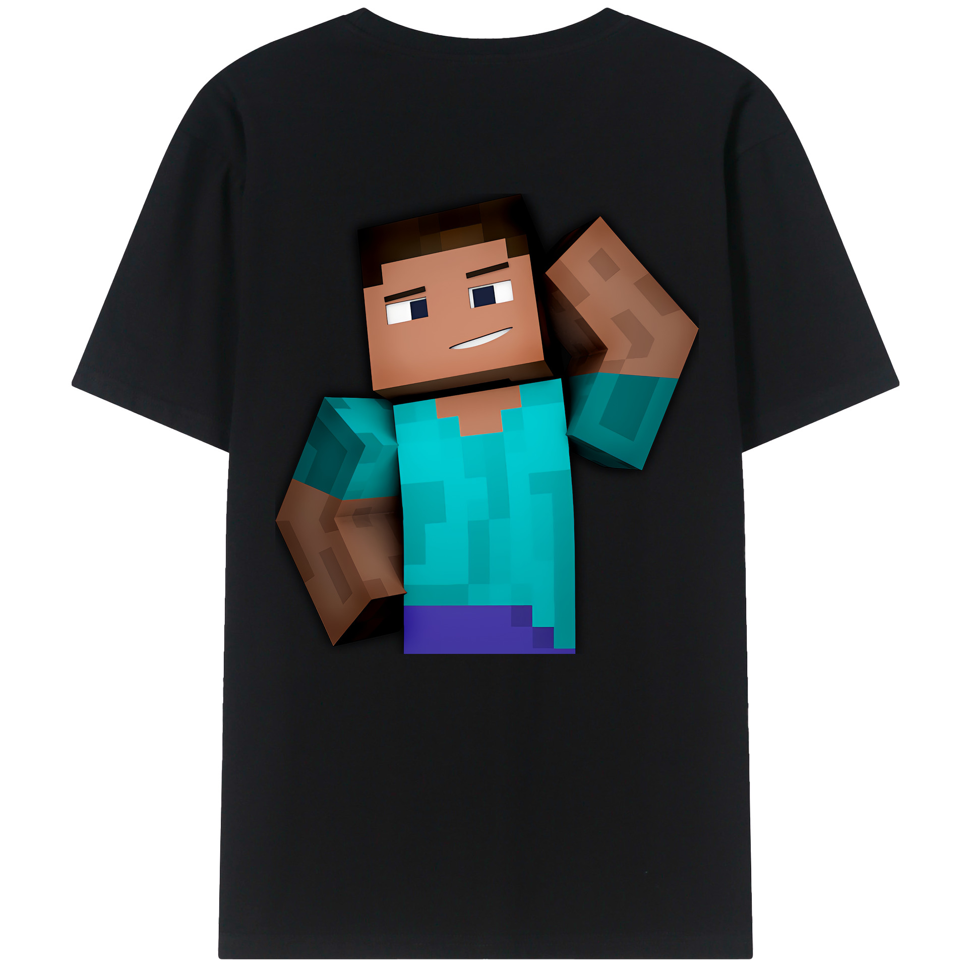 （画像用） マインクラフト ブロックの世界 Minecraft MC Block world 綿100％ メンズ半袖Tシャツ（バックプリント） 通気性