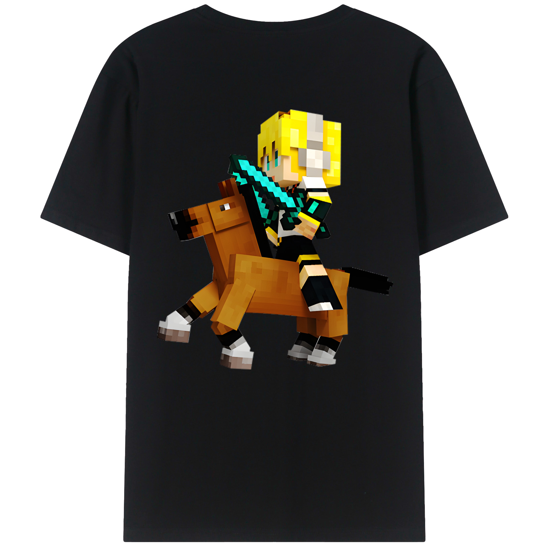 （画像用） マインクラフト ブロックの世界 Minecraft MC Block world 綿100％ メンズ半袖Tシャツ（バックプリント） 通気性