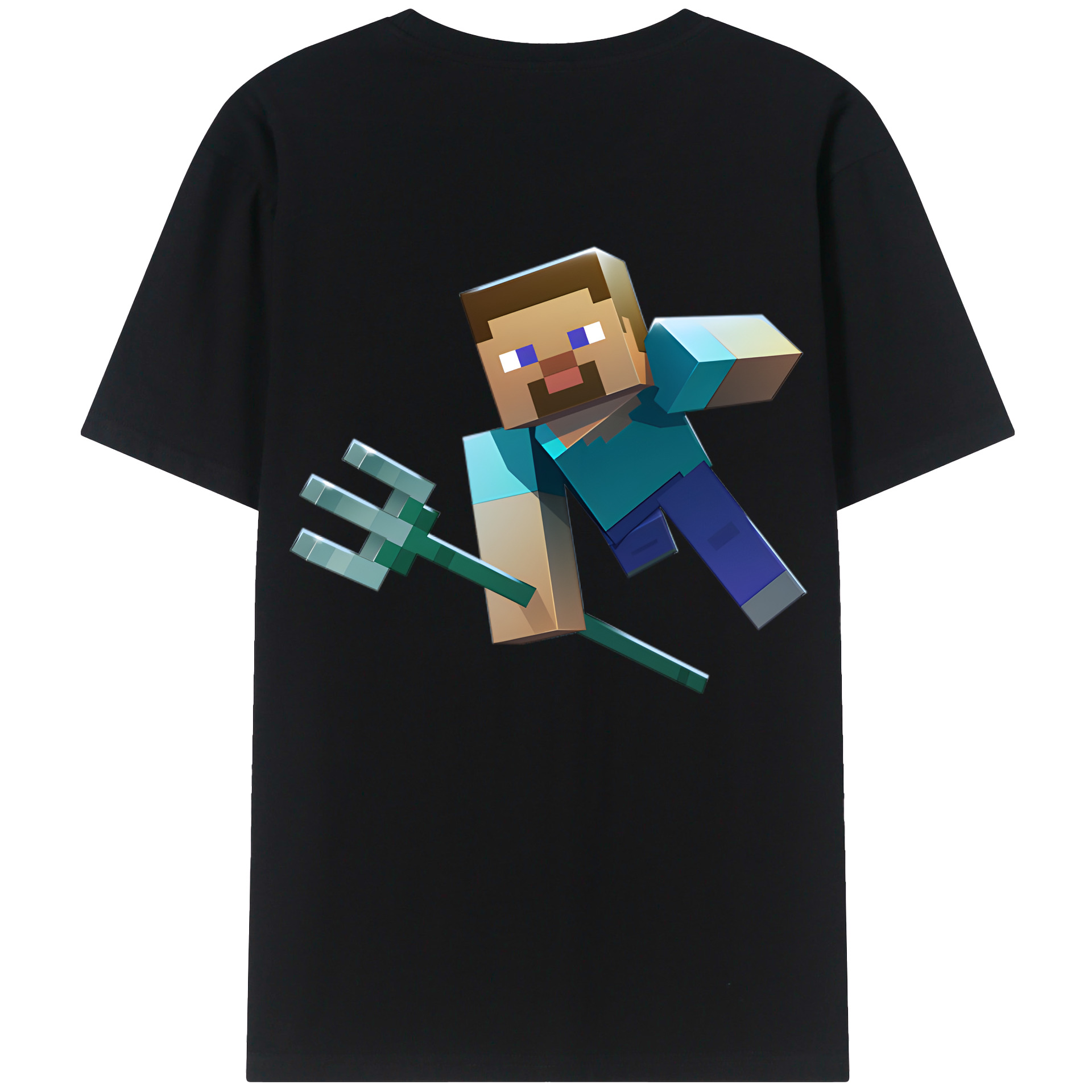 （画像用） マインクラフト ブロックの世界 Minecraft MC Block world 綿100％ メンズ半袖Tシャツ（バックプリント） 通気性