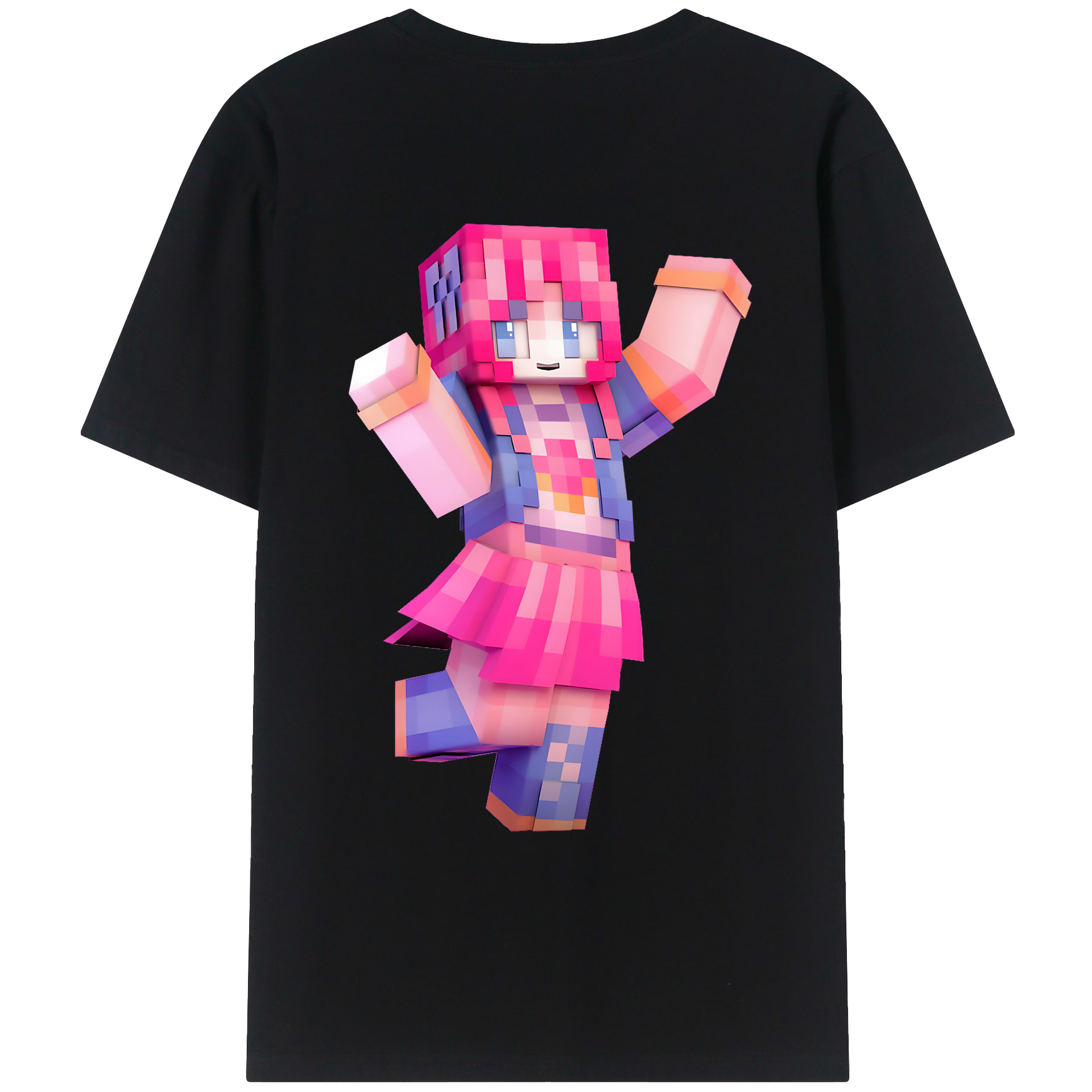 （画像用） マインクラフト ブロックの世界 Minecraft MC Block world 綿100％ メンズ半袖Tシャツ（バックプリント） 通気性