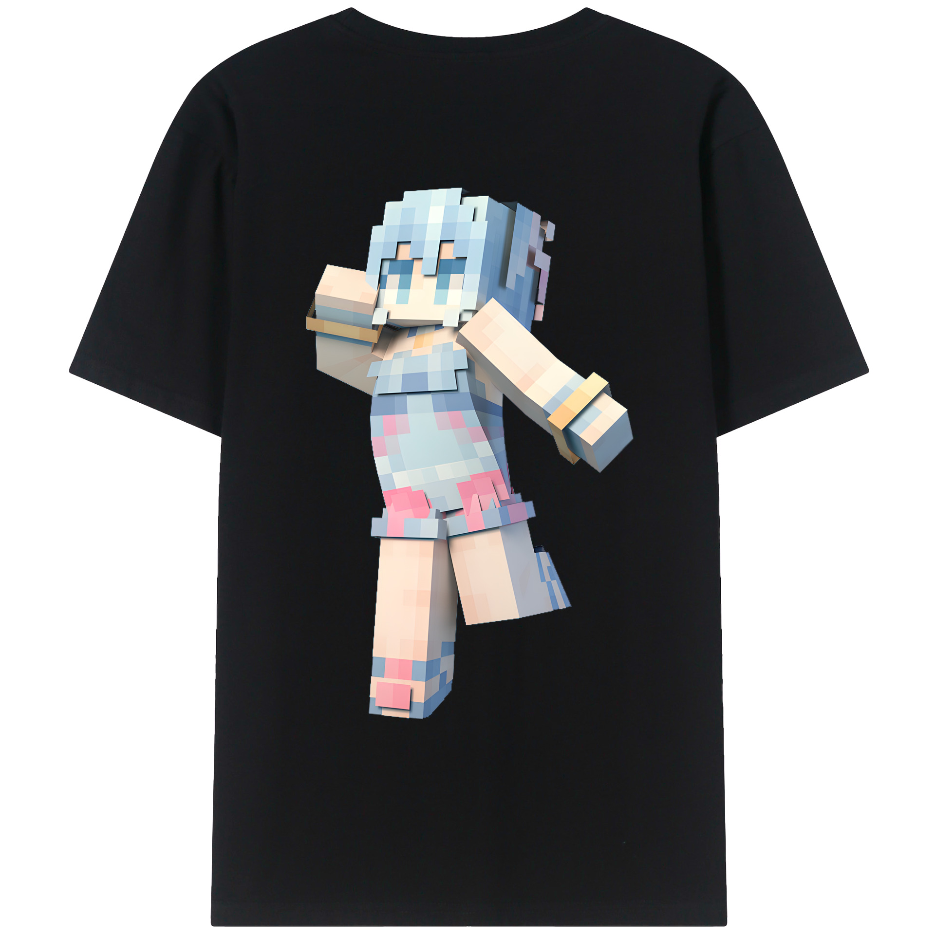 （画像用） マインクラフト ブロックの世界 Minecraft MC Block world 綿100％ メンズ半袖Tシャツ（バックプリント） 通気性