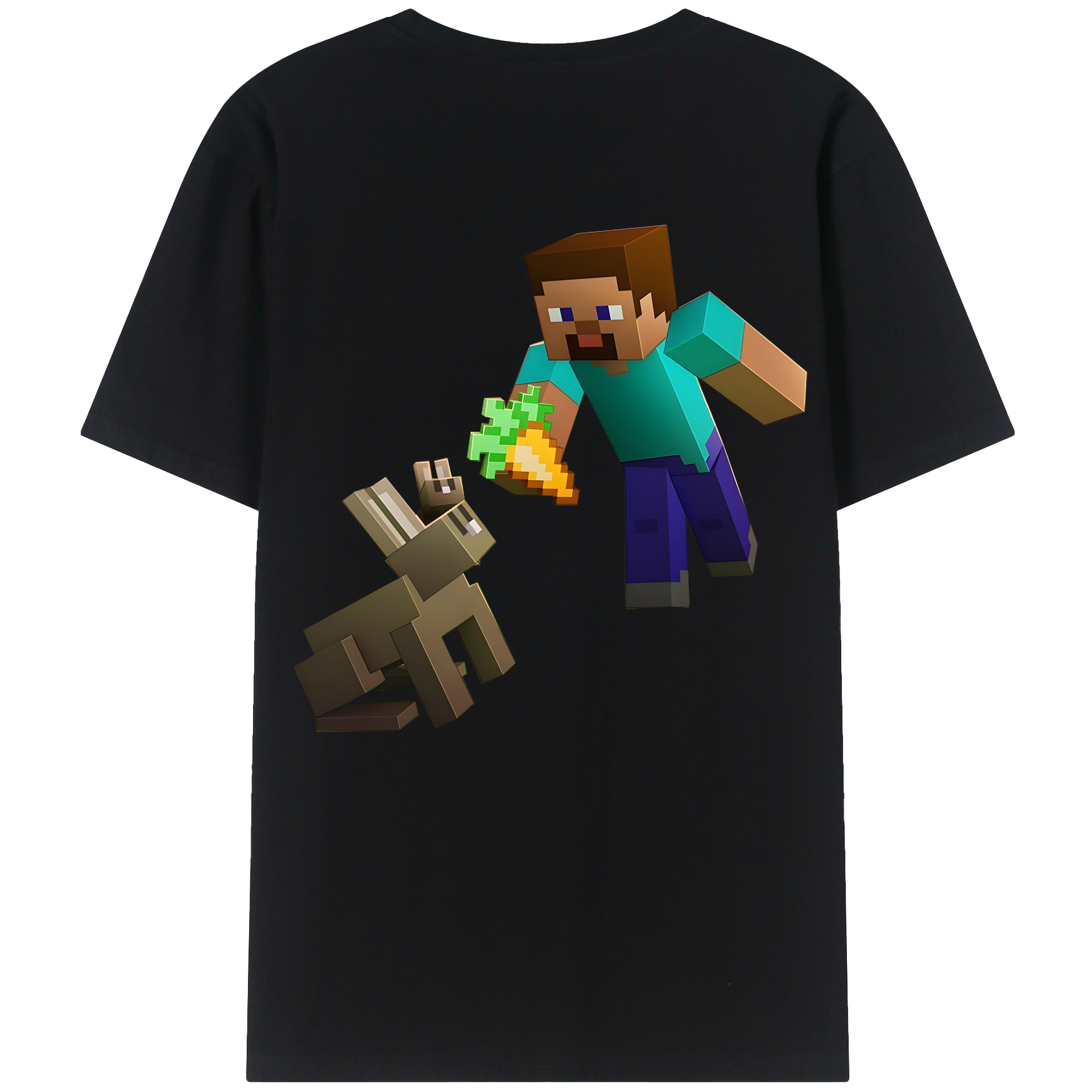 （画像用） マインクラフト ブロックの世界 Minecraft MC Block world 綿100％ メンズ半袖Tシャツ（バックプリント） 通気性