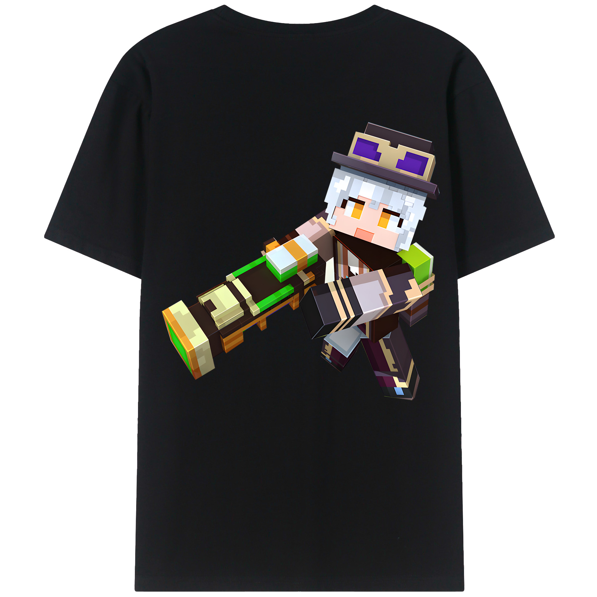 （画像用） マインクラフト ブロックの世界 Minecraft MC Block world 綿100％ メンズ半袖Tシャツ（バックプリント） 通気性