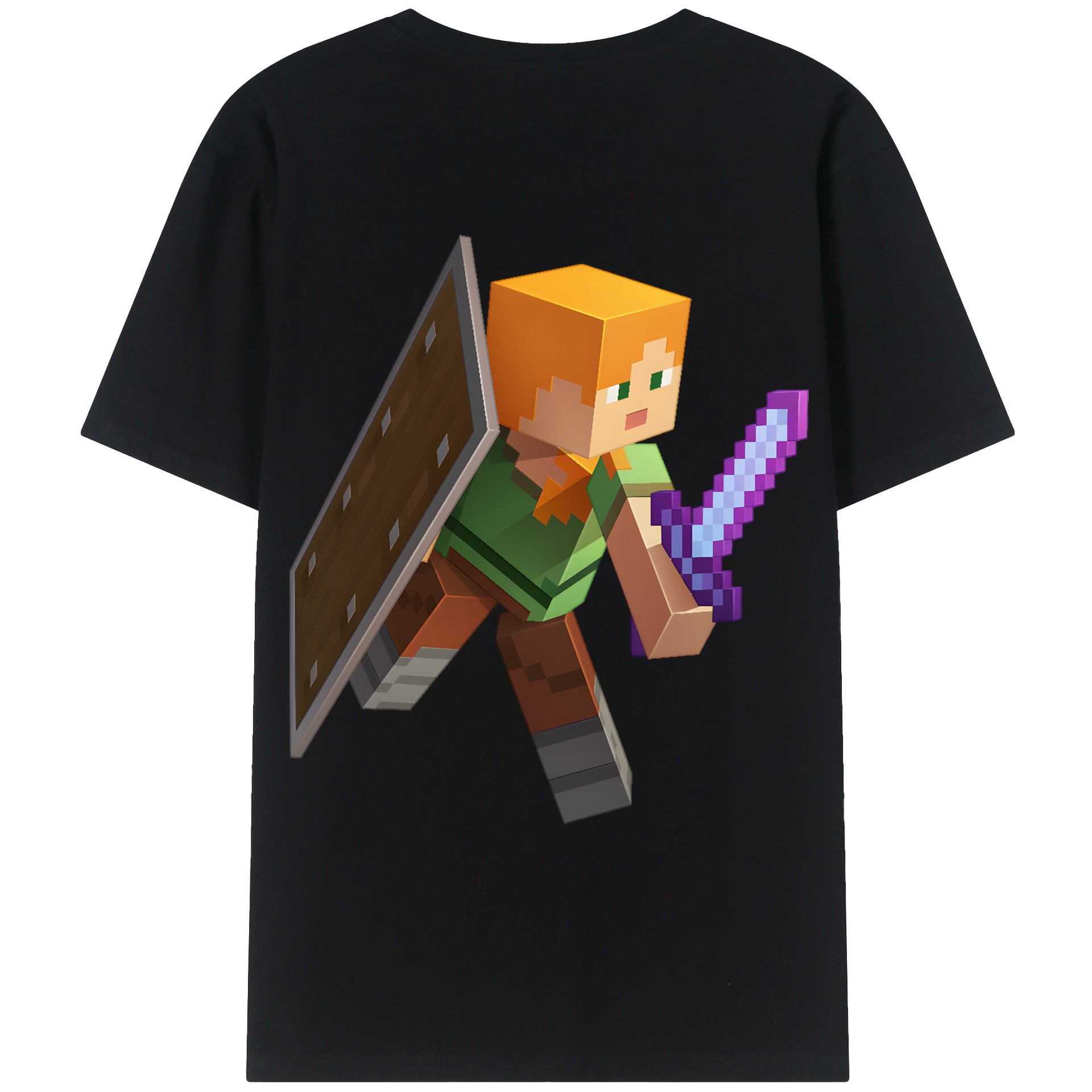（画像用） マインクラフト ブロックの世界 Minecraft MC Block world 綿100％ メンズ半袖Tシャツ（バックプリント） 通気性