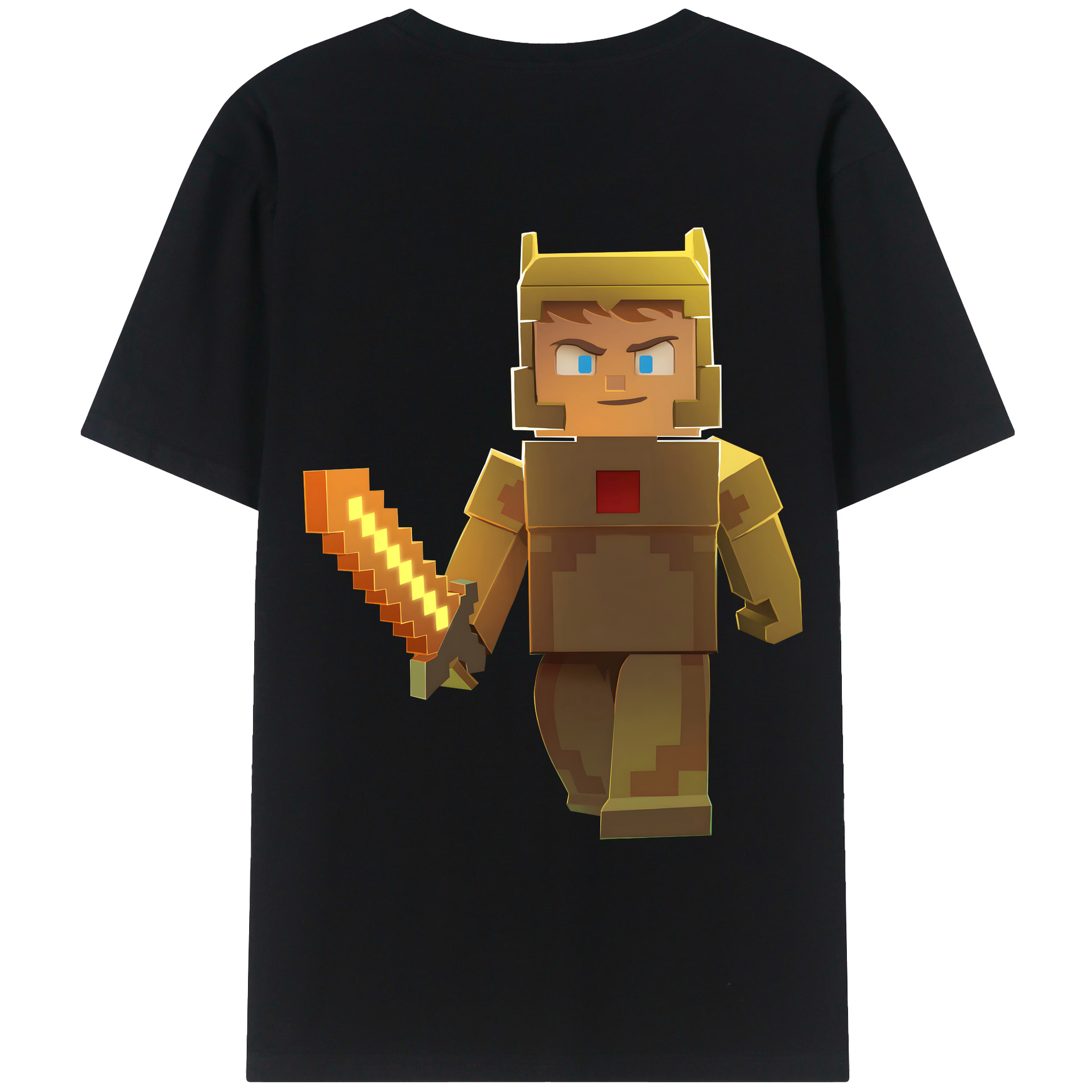 （画像用） マインクラフト ブロックの世界 Minecraft MC Block world 綿100％ メンズ半袖Tシャツ（バックプリント） 通気性