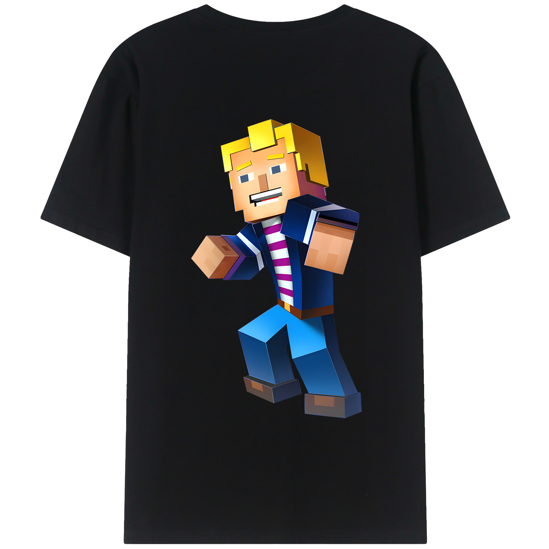 （画像用） マインクラフト ブロックの世界 Minecraft MC Block world 綿100％ メンズ半袖Tシャツ（バックプリント） 通気性