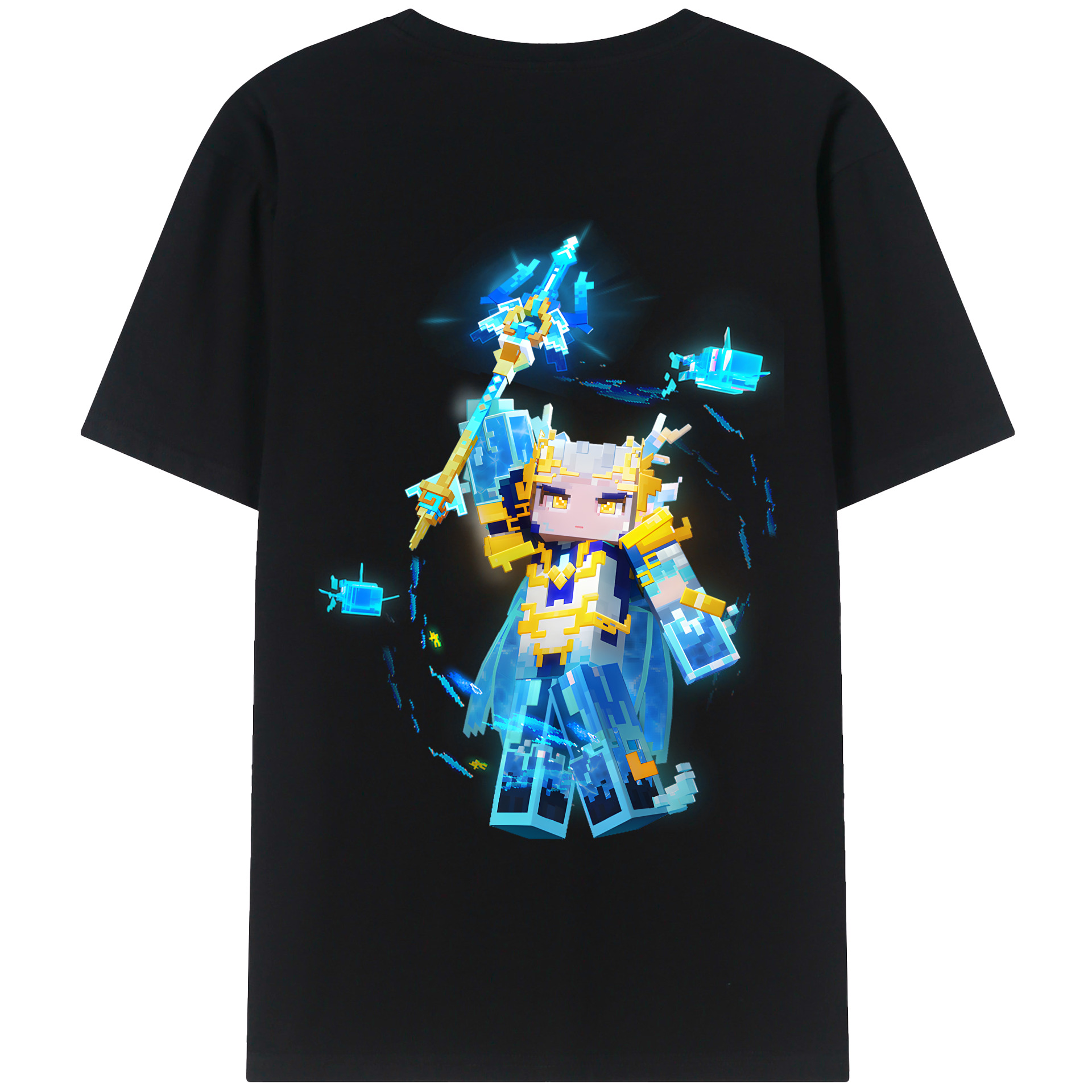 （画像用） マインクラフト ブロックの世界 Minecraft MC Block world 綿100％ メンズ半袖Tシャツ（バックプリント） 通気性