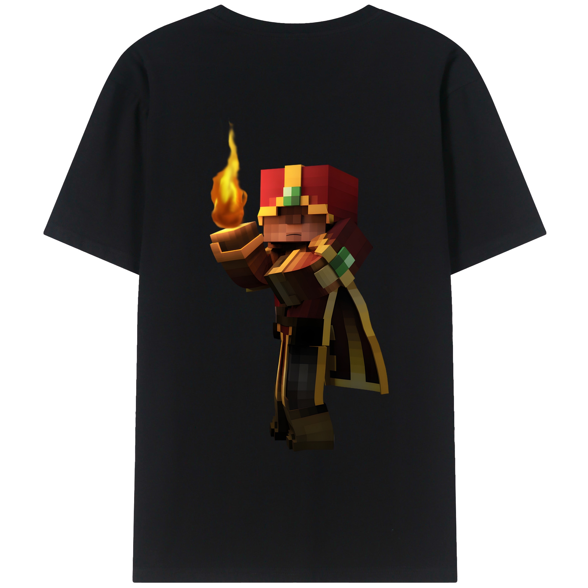 （画像用） マインクラフト ブロックの世界 Minecraft MC Block world 綿100％ メンズ半袖Tシャツ（バックプリント） 通気性