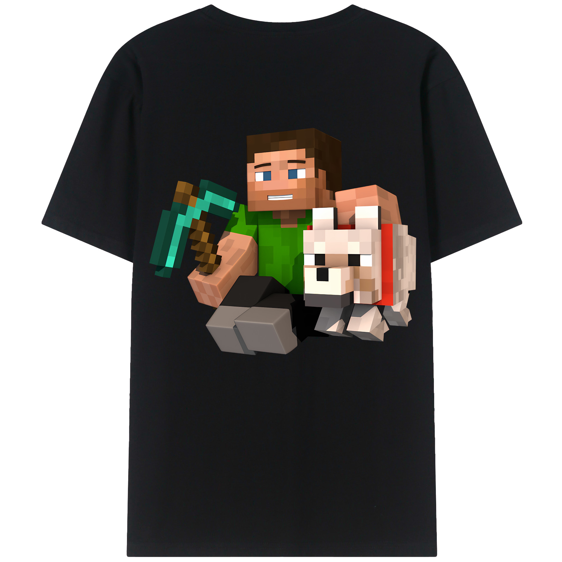 （画像用） マインクラフト ブロックの世界 Minecraft MC Block world 綿100％ メンズ半袖Tシャツ（バックプリント） 通気性