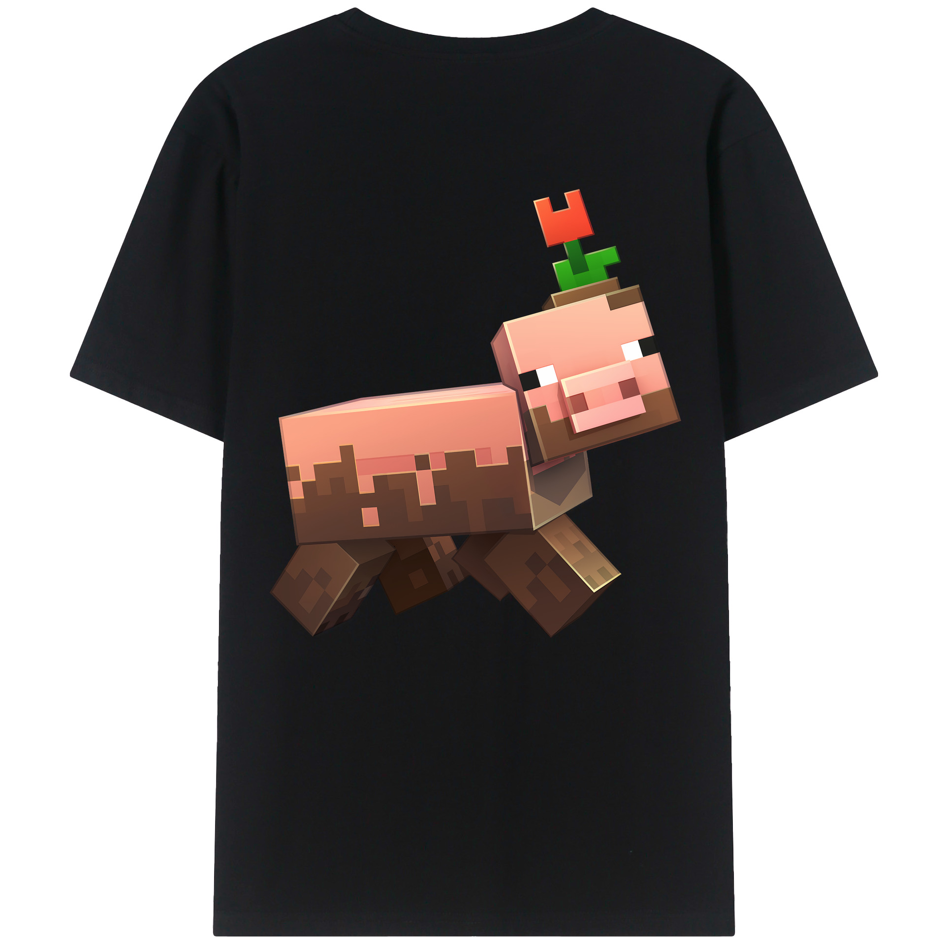 （画像用） マインクラフト ブロックの世界 Minecraft MC Block world 綿100％ メンズ半袖Tシャツ（バックプリント） 通気性